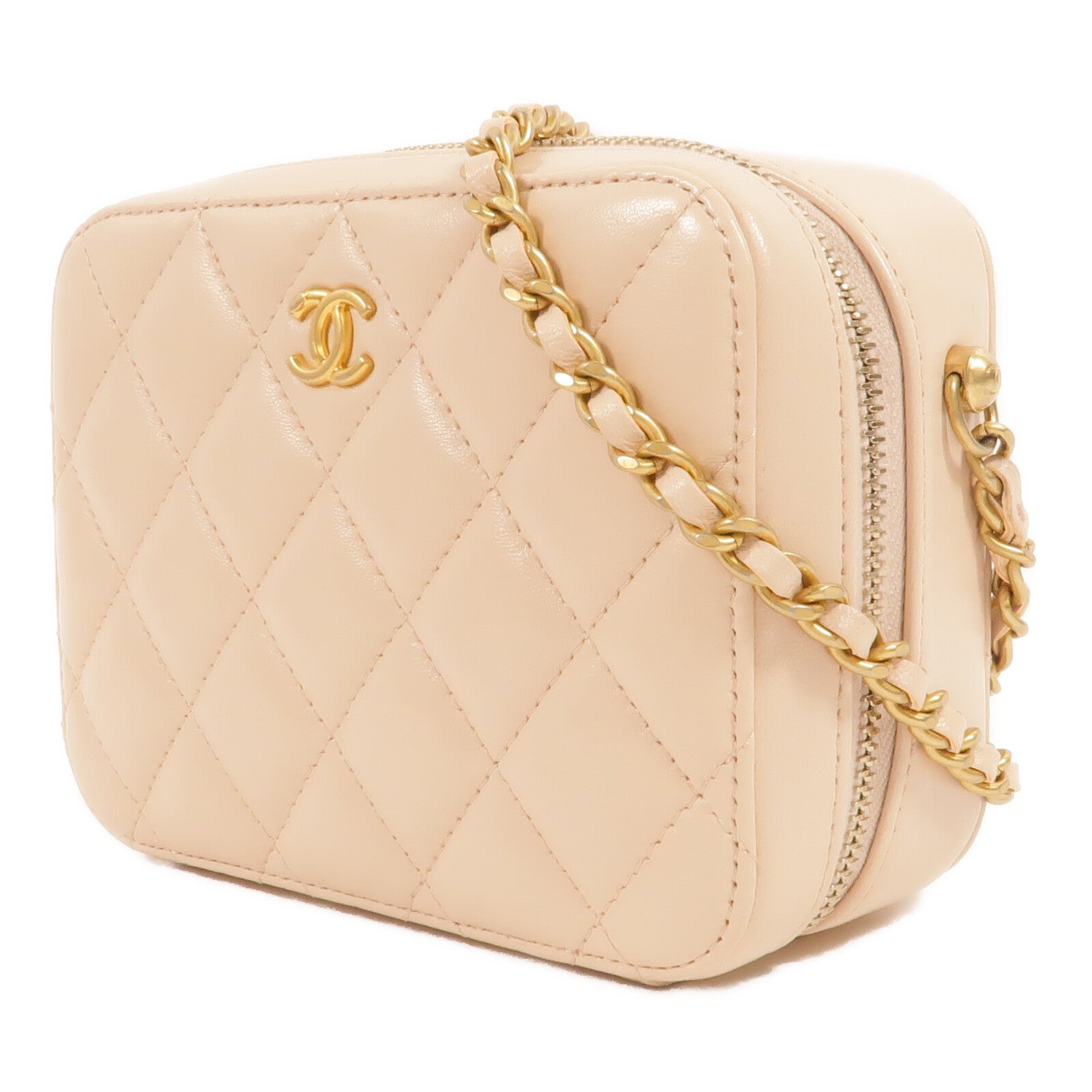 CHANEL 羊皮皮革Vanity Case Gold Ball鏈帶肩背袋