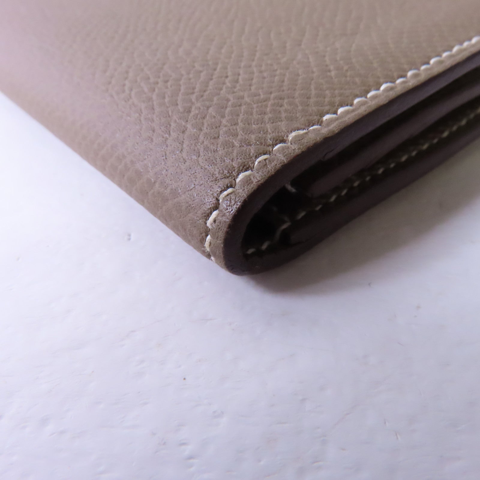HERMES Epsom皮革Bearn Long Wallet銀扣長錢包大象灰色