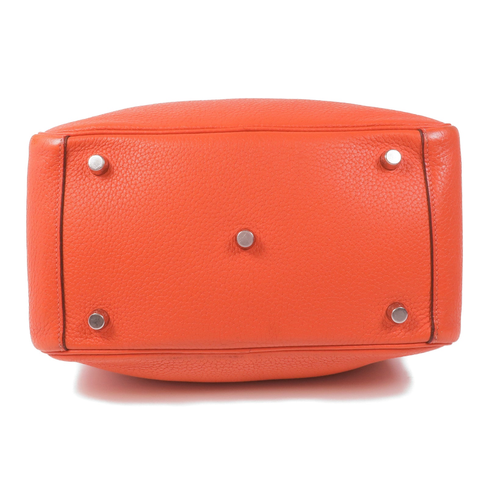 HERMES Clemence皮革Lindy 26銀扣手挽肩背兩用袋Orange Poppy