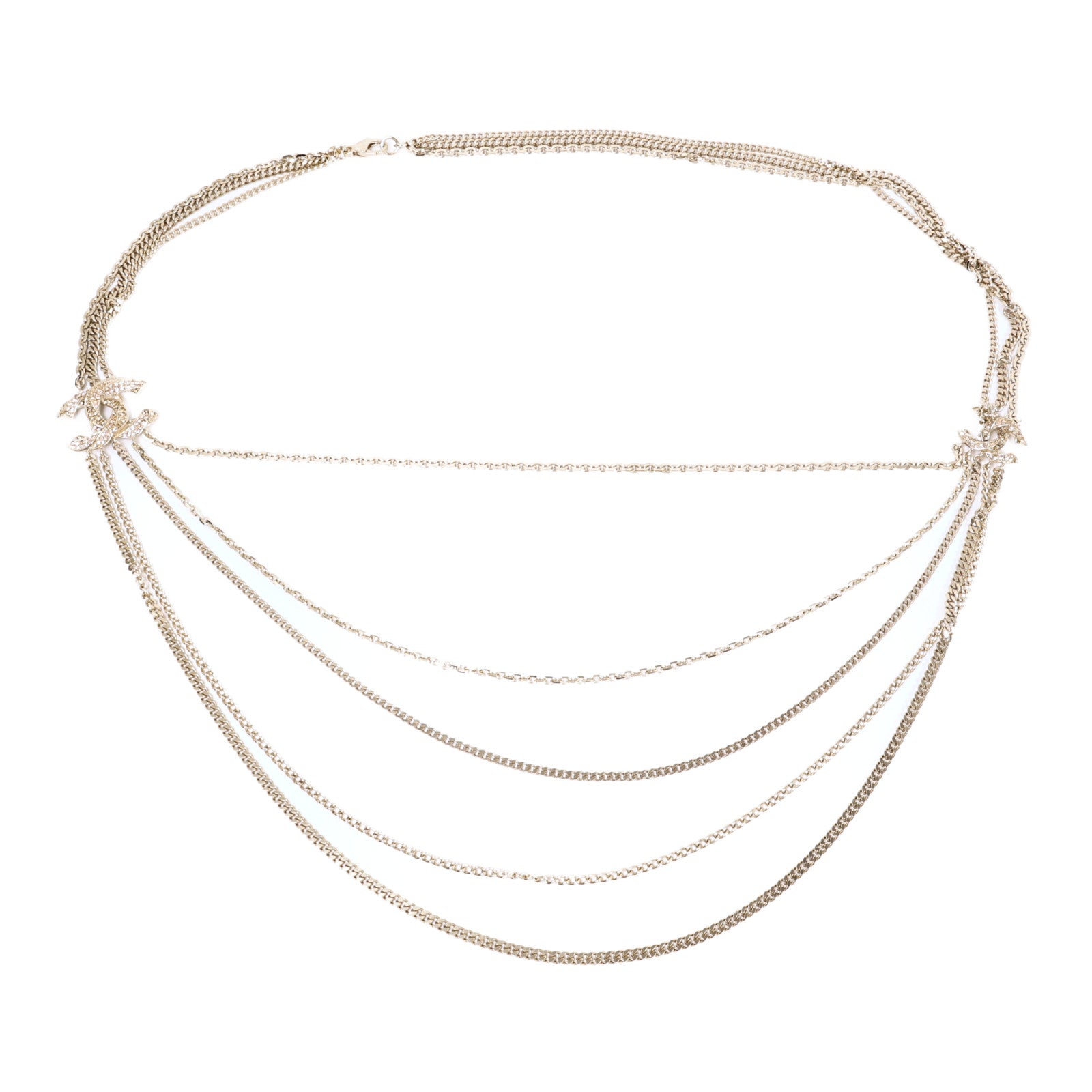 CHANEL 金屬Strass CC Multi Strand Long Necklace項鍊