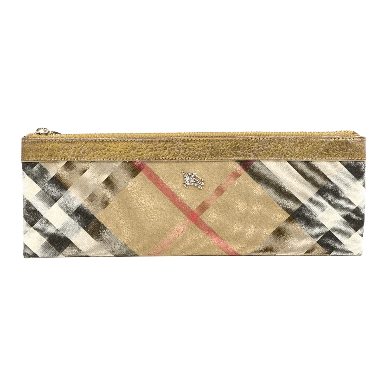 BURBERRY 帆布Pouch銀扣手拿包