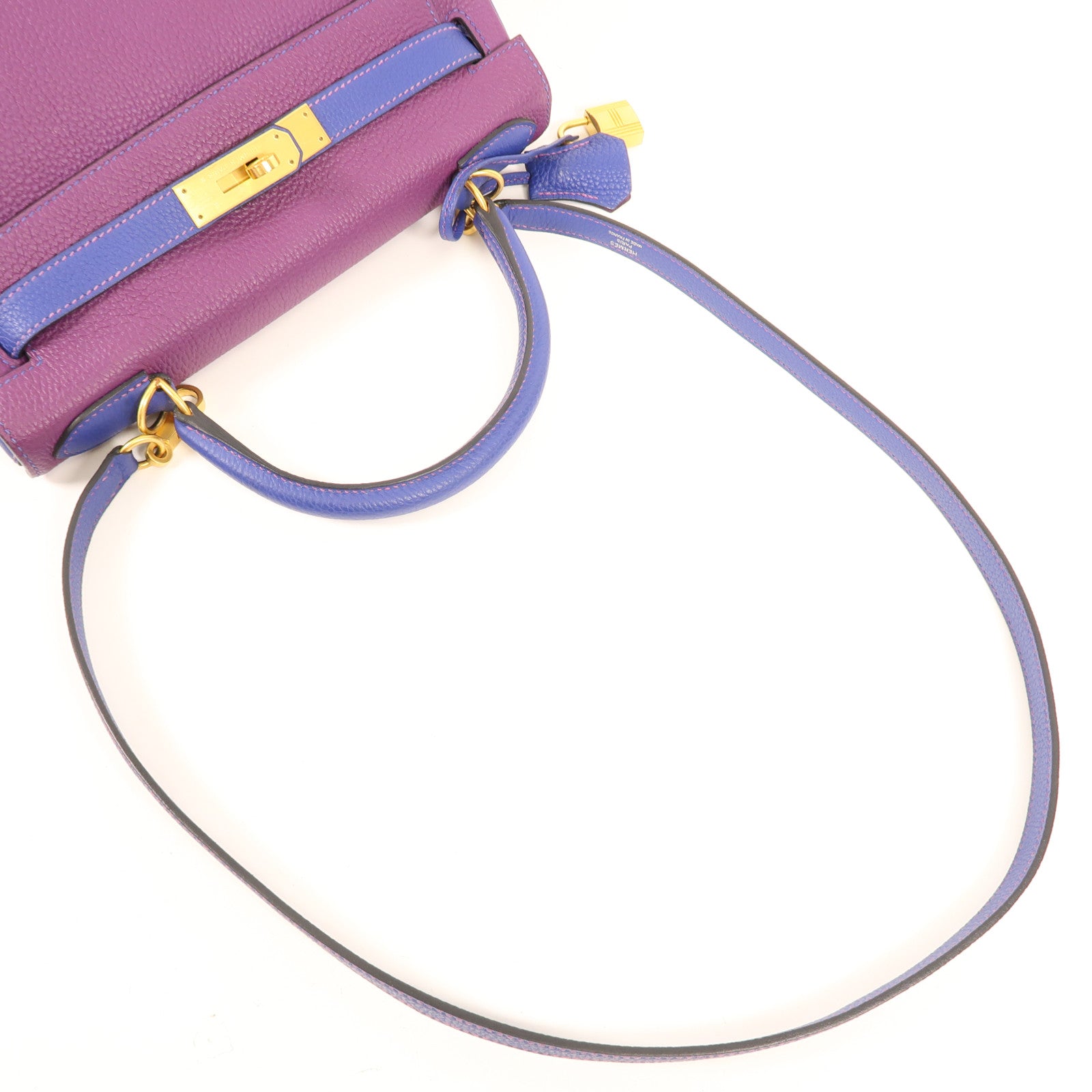 HERMES Togo皮革Kelly 28金扣手挽肩背兩用袋Anemone