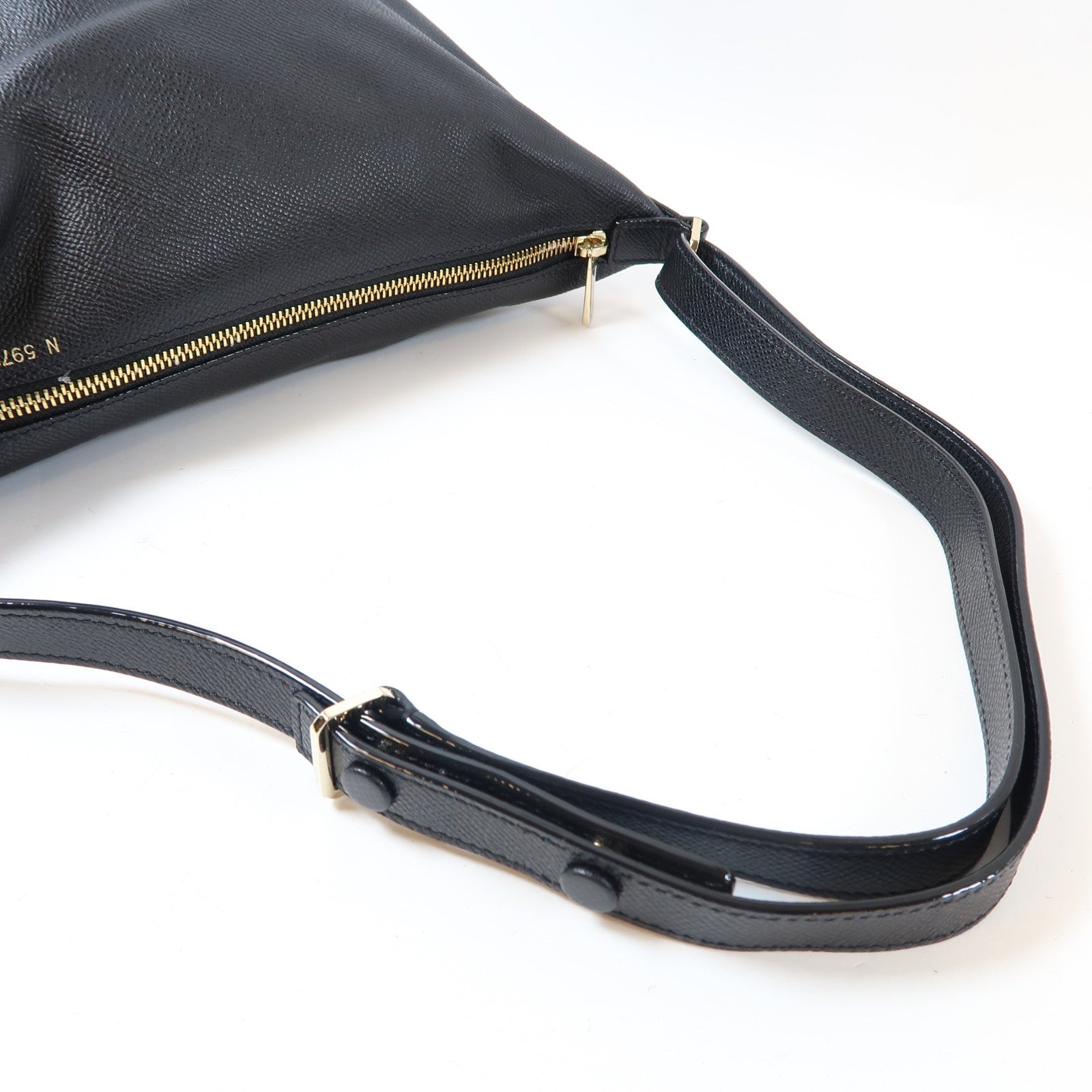 SELECTION 牛皮皮革Shoulder Bag金扣肩背袋黑色