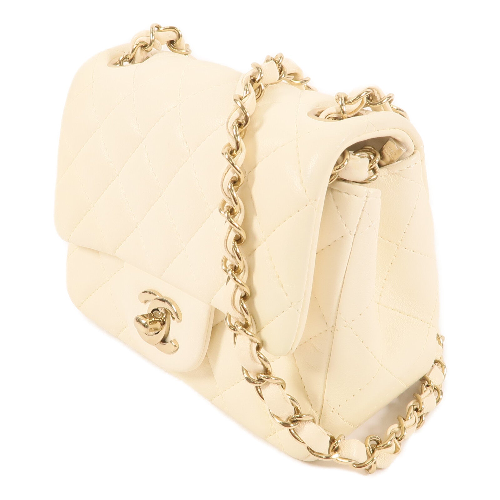 CHANEL 羊皮皮革Mini Flap金扣鏈帶肩背袋