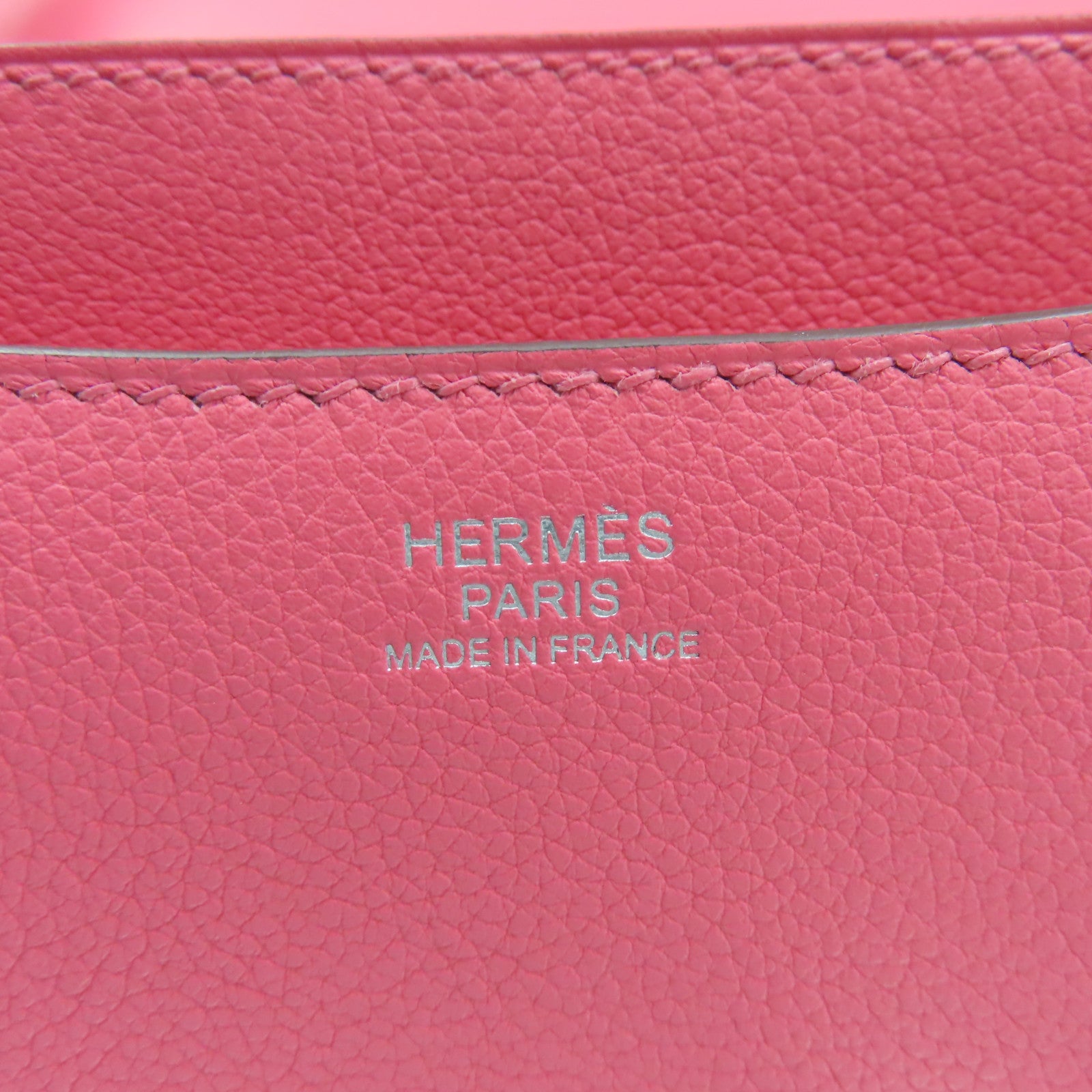 HERMES 【激減優惠精選】Evercolor皮革Constance 24銀扣肩背袋Rose Azalee粉紅色