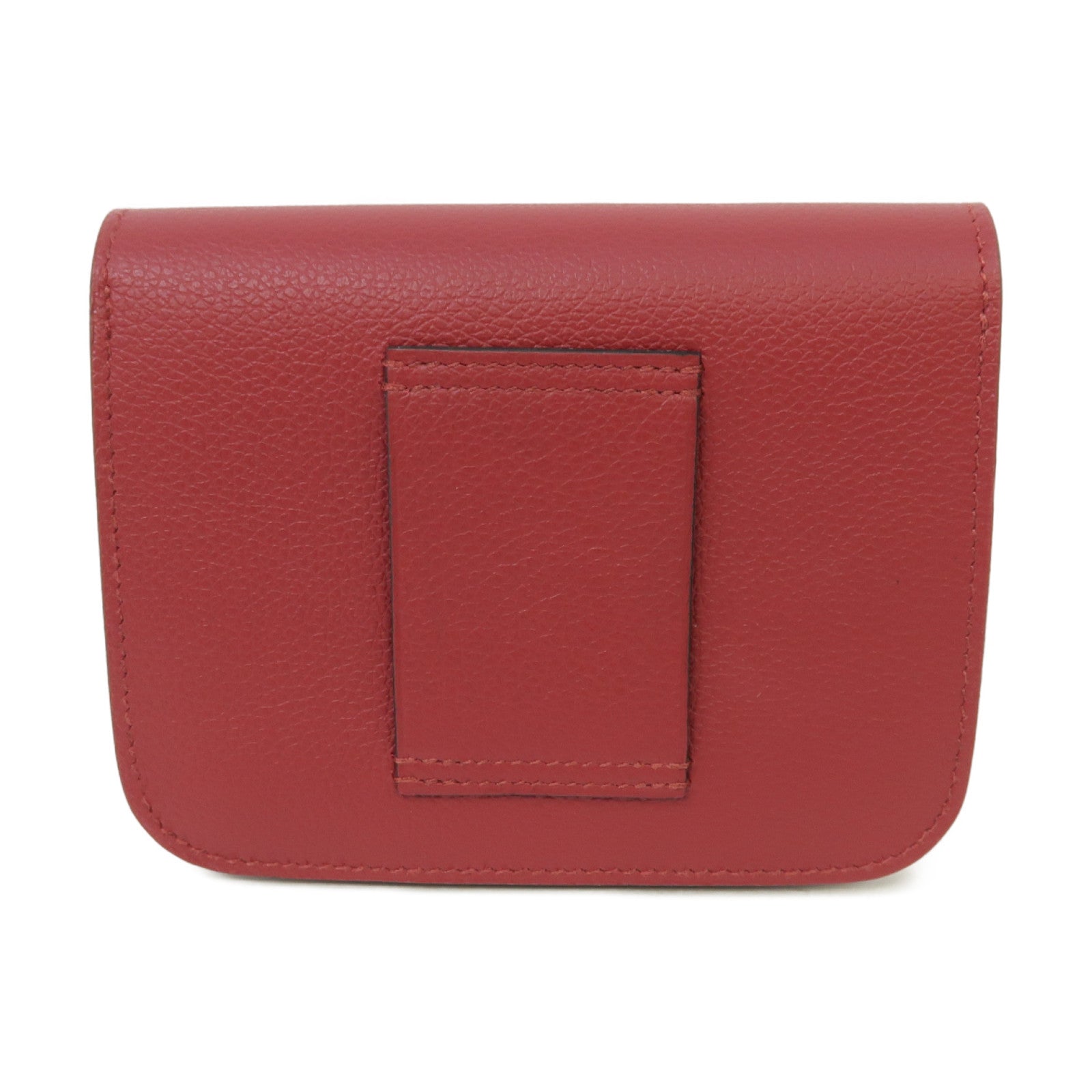 HERMES 【激減優惠】Evercolor皮革Constance Slim銀扣錢包Rouge Grenat/紅色