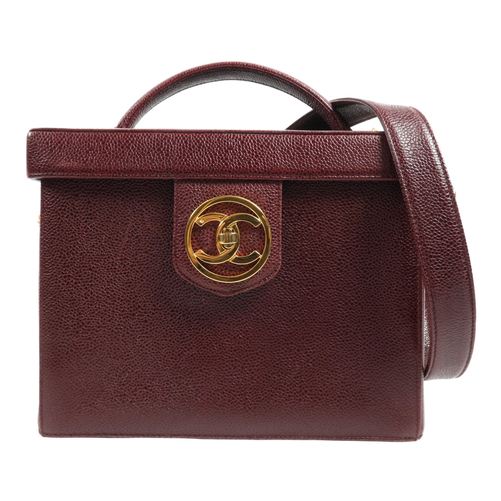 CHANEL 【激減優惠】牛皮皮革2Way Shoulder Bag金扣手挽肩背兩用袋