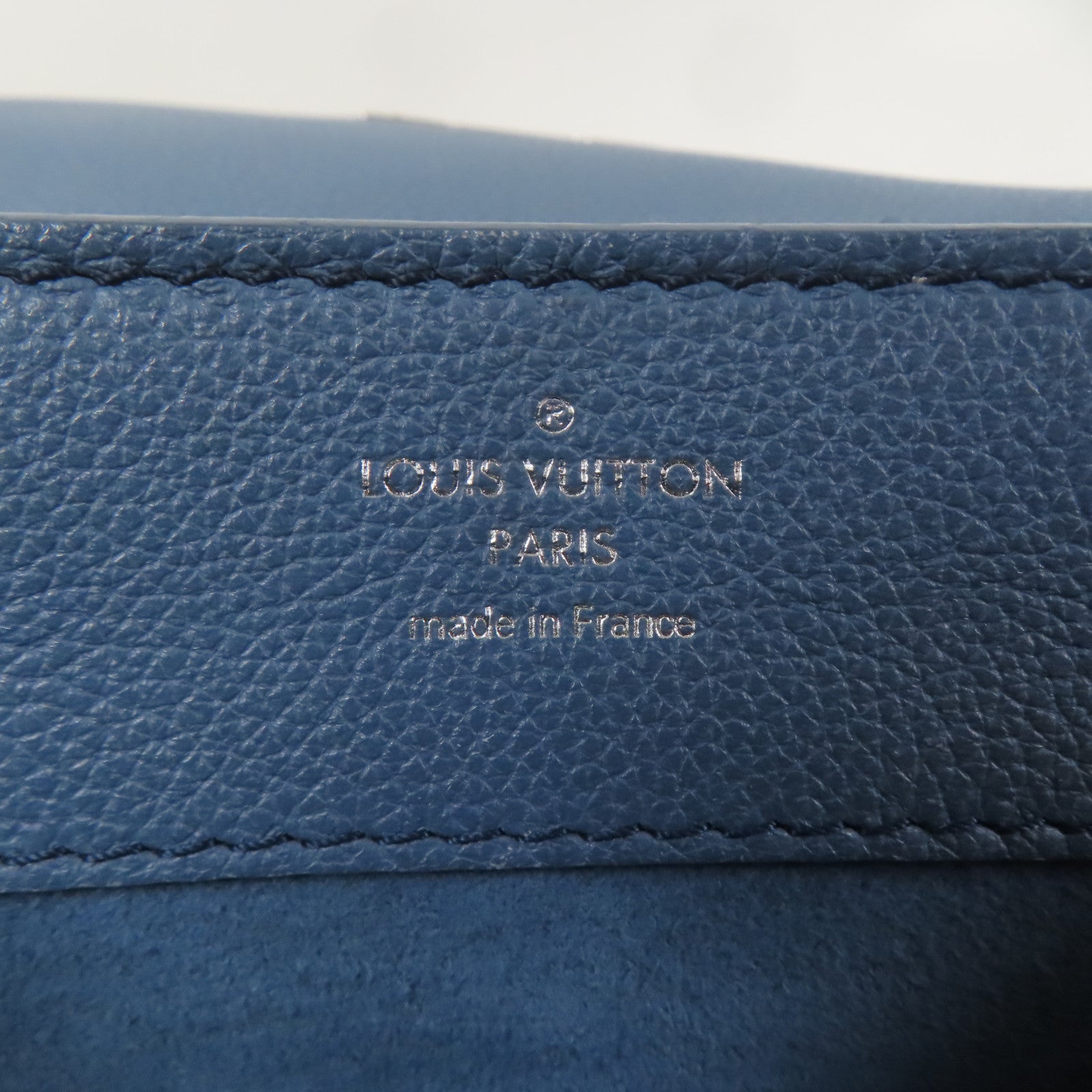 LOUIS VUITTON 牛皮皮革Lockme Backpack銀扣背包米色/藍色