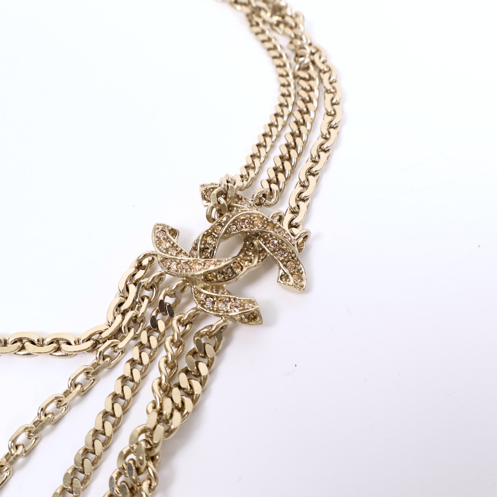 CHANEL 金屬Strass CC Multi Strand Long Necklace項鍊
