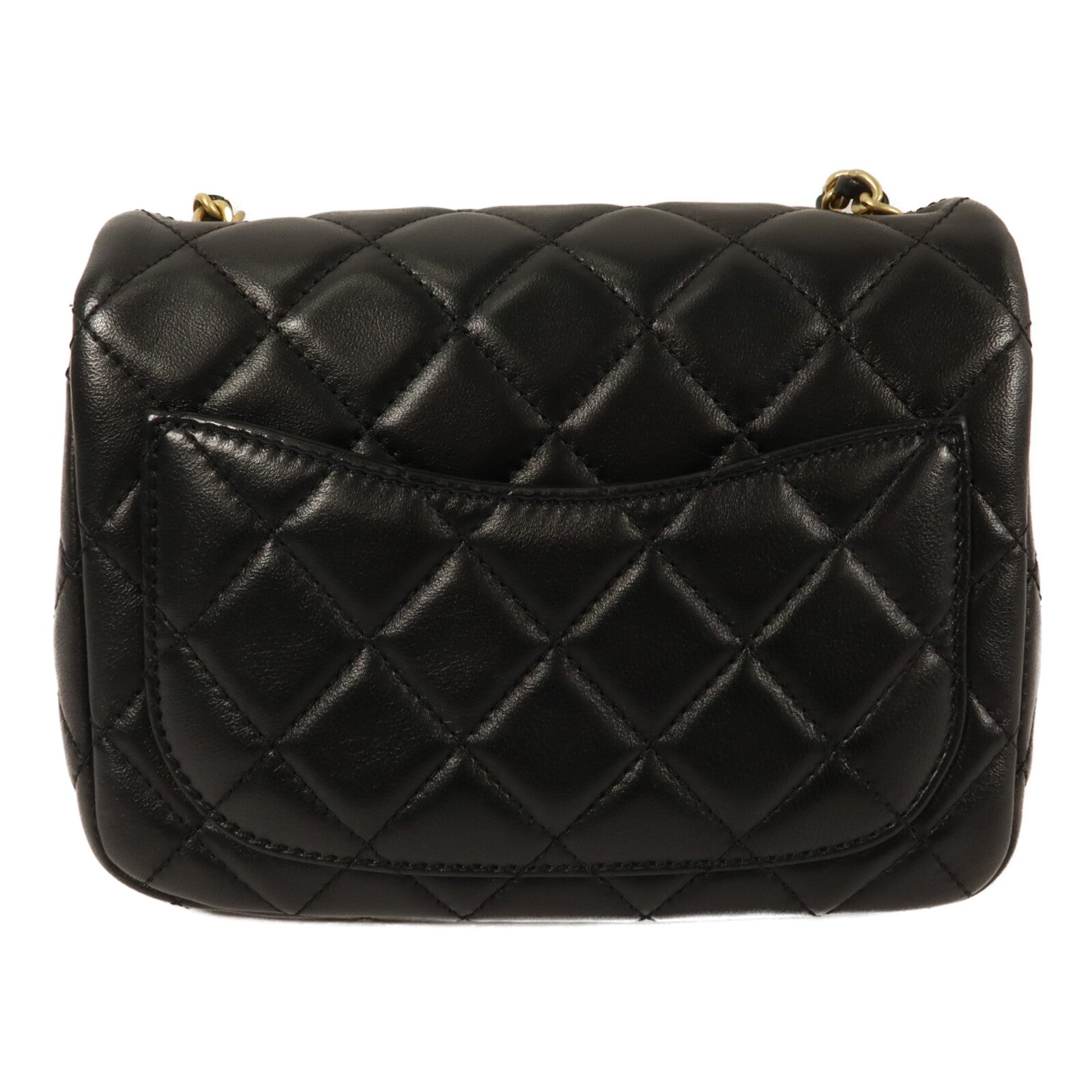 CHANEL 羊皮皮革Mini Classic 17 With Gold Ball鏈帶肩背袋