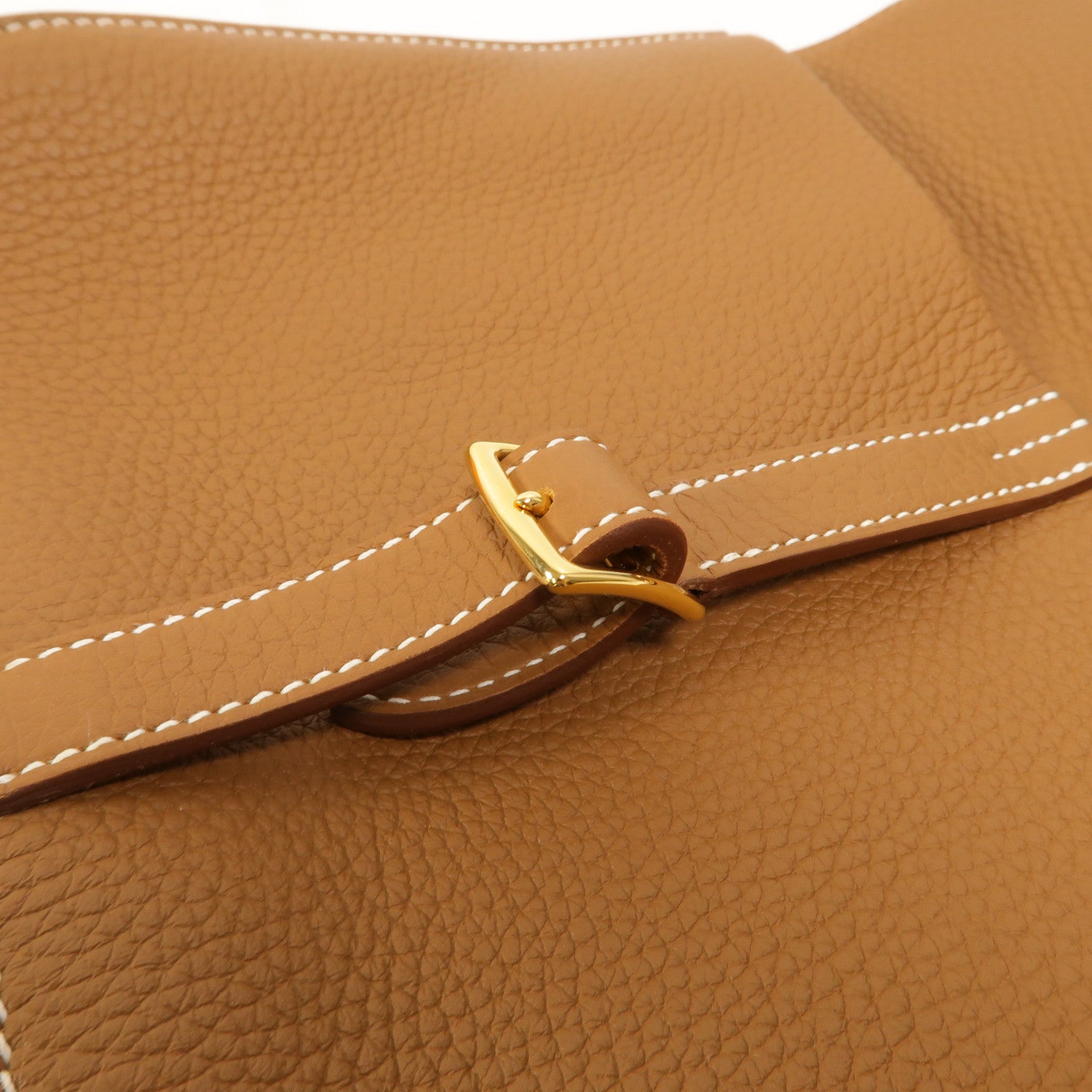HERMES Clemence皮革Halzan 25手挽肩背兩用袋Gold