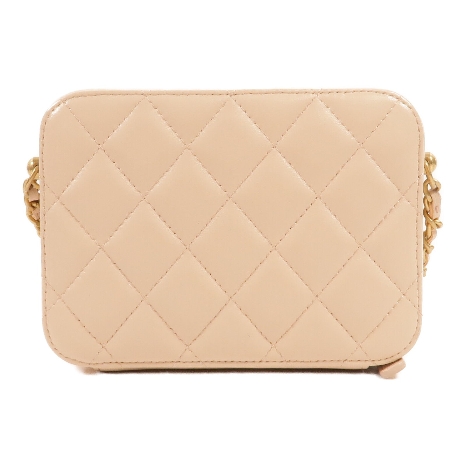 CHANEL 羊皮皮革Vanity Case Gold Ball鏈帶肩背袋