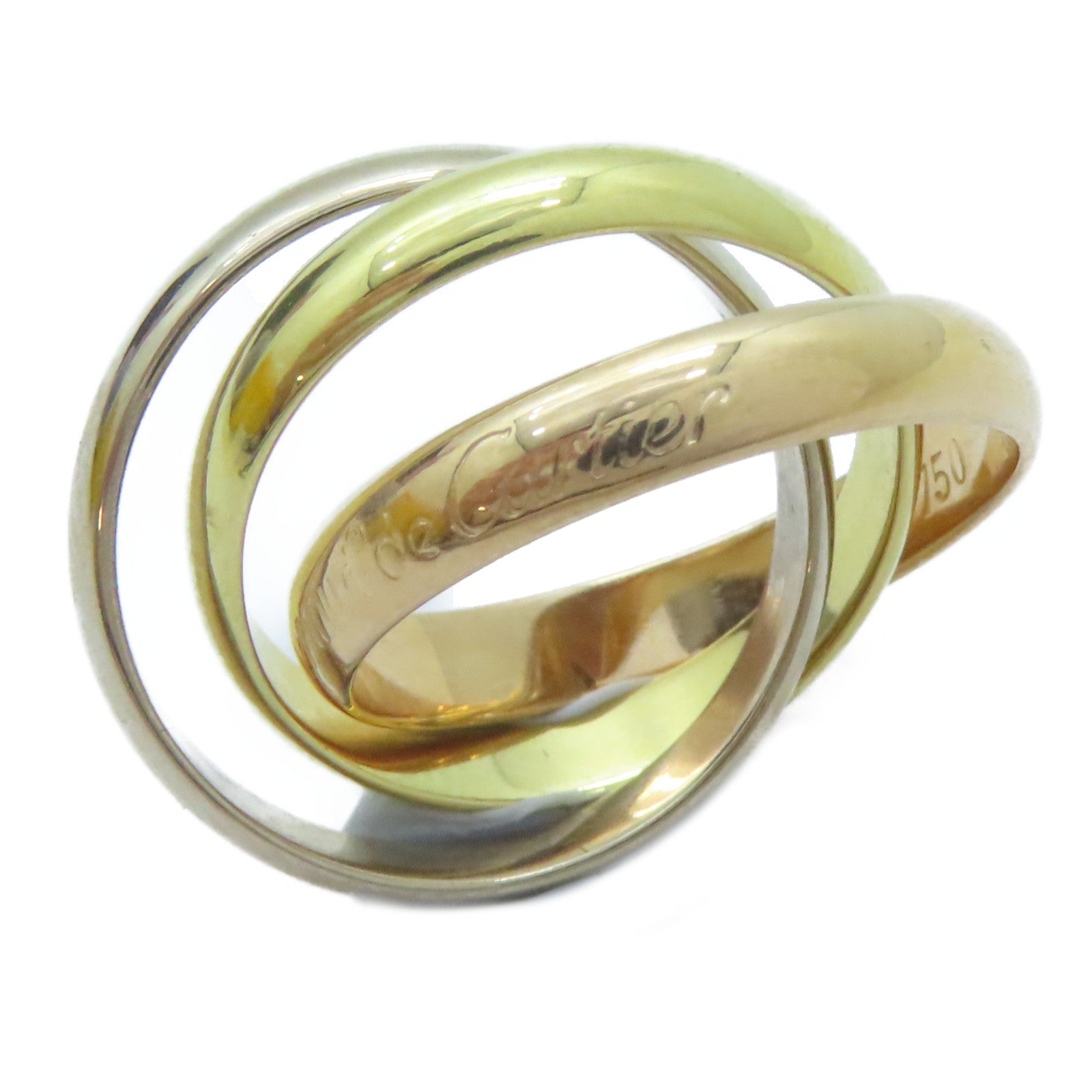 CARTIER 18K黃金/白金/玫瑰金Trinity戒指Cartier#51/US#5.5