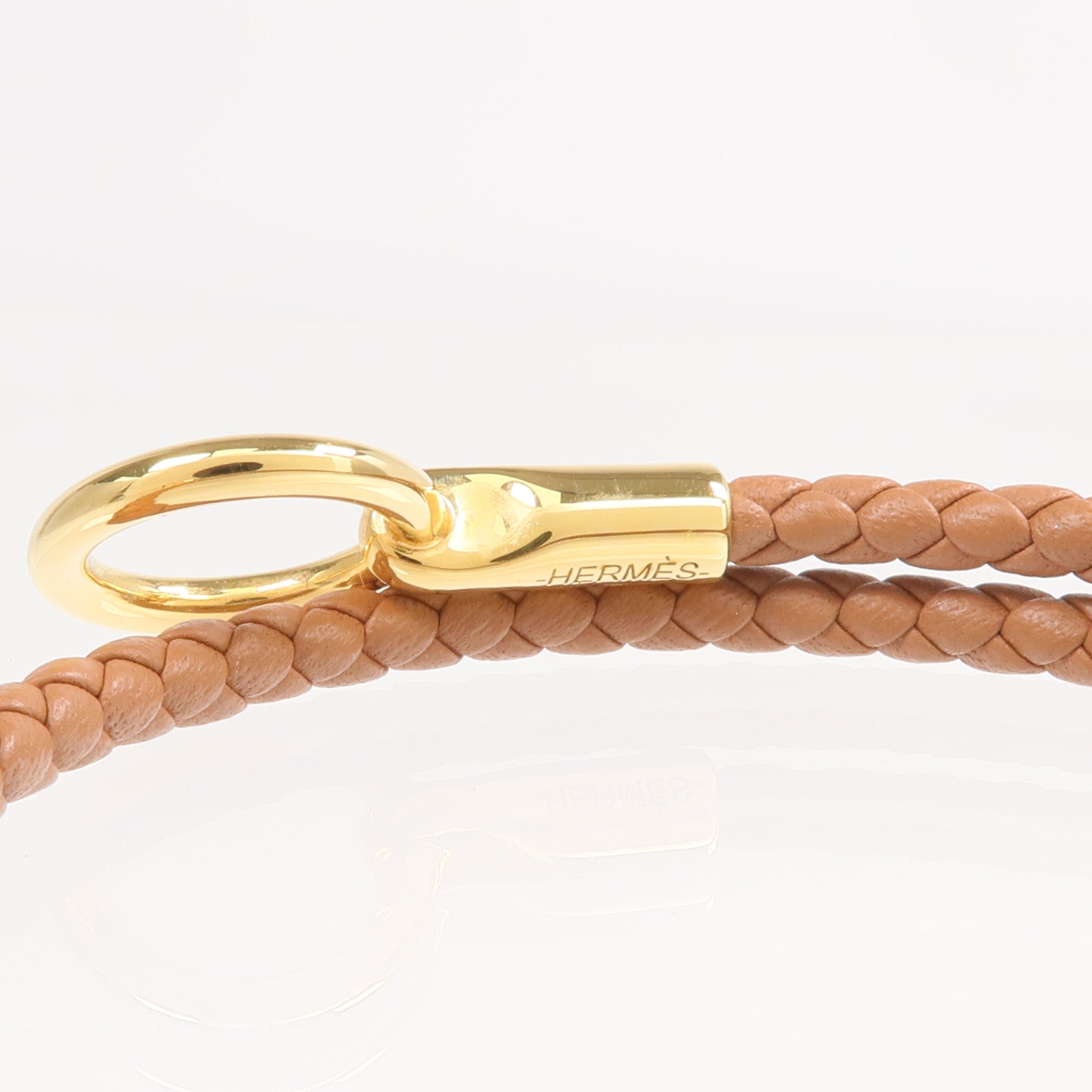 HERMES Swift皮革Double Tour金扣手鏈Gold