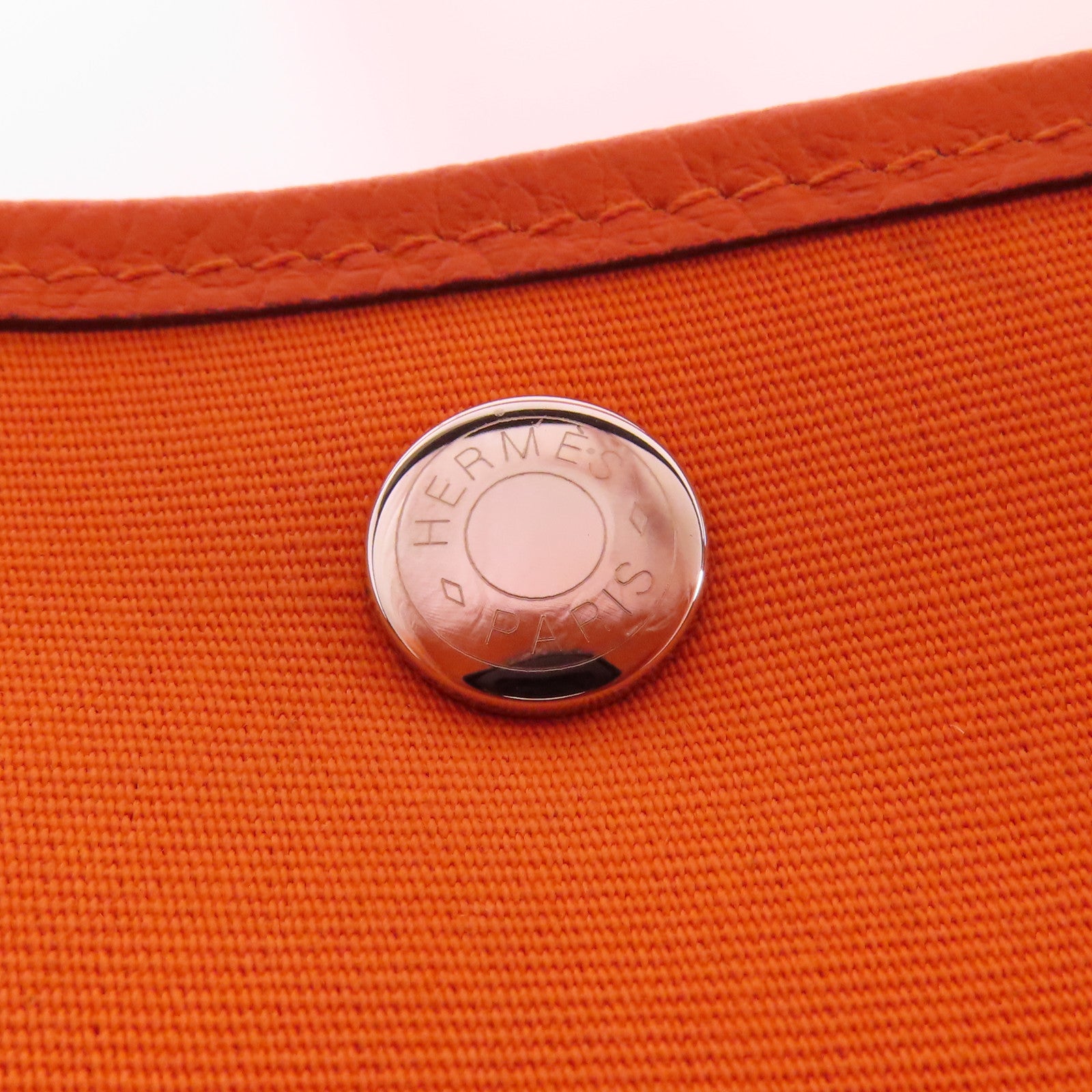 HERMES PHW Garden Party PM Tote Bag Hand Bag Canvas Orange