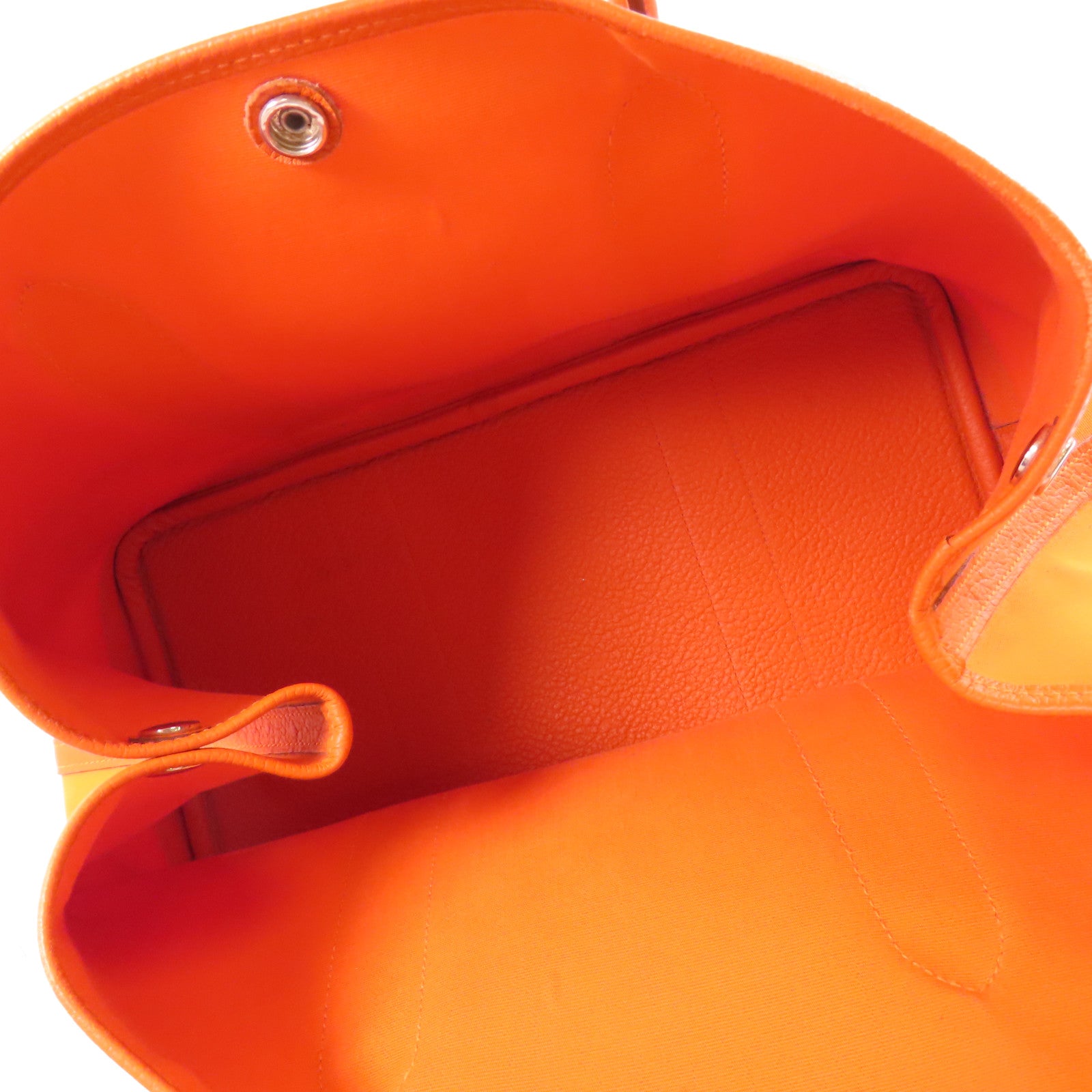 HERMES PHW Garden Party PM Tote Bag Hand Bag Canvas Orange