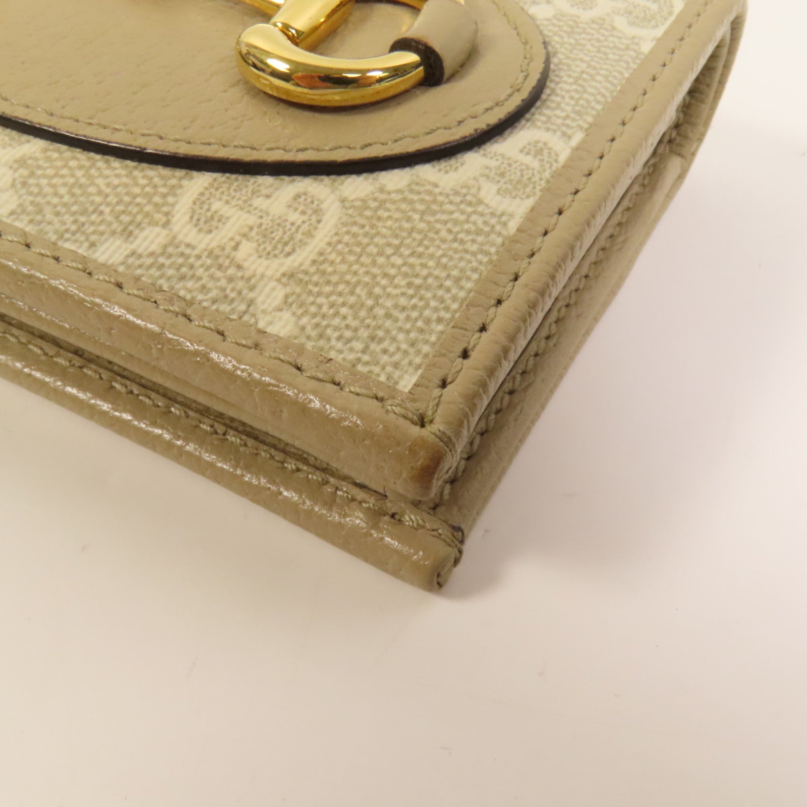 GUCCI 塗層帆布Horsebit 1955金扣錢包