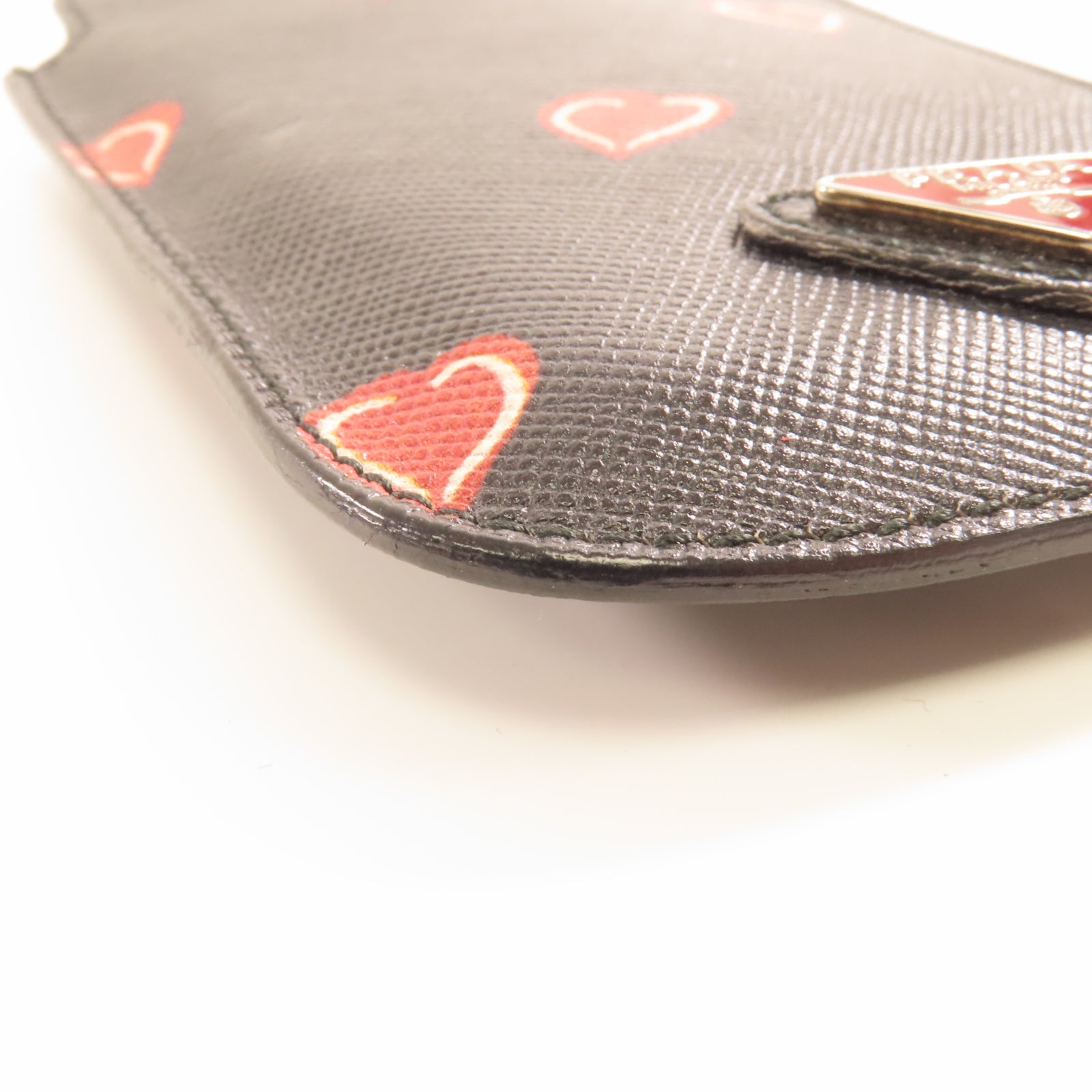 PRADA 牛皮皮革Phone Case銀扣卡片套深藍色