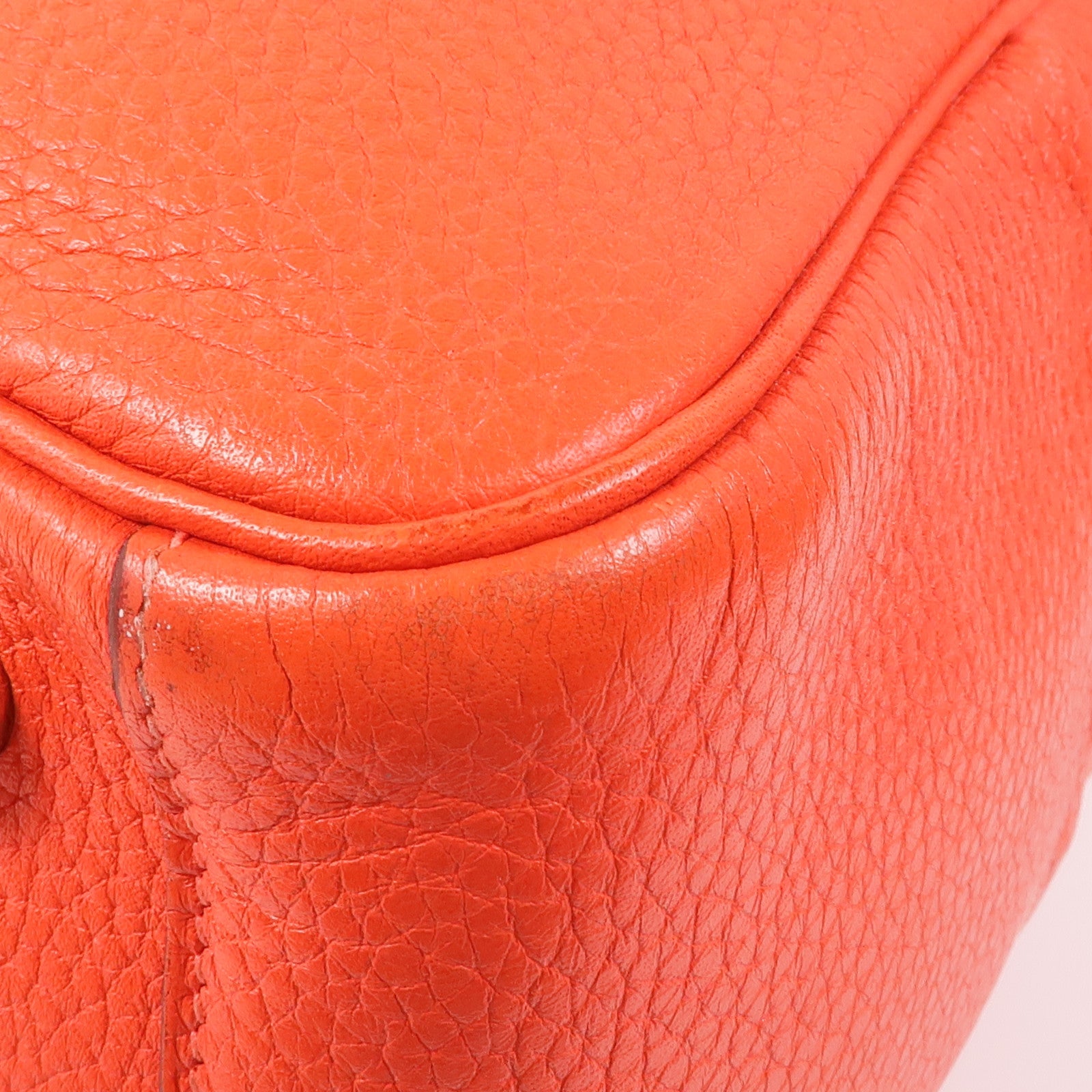 HERMES 【激減優惠】Clemence皮革Lindy 26銀扣手挽肩背兩用袋Orange Poppy