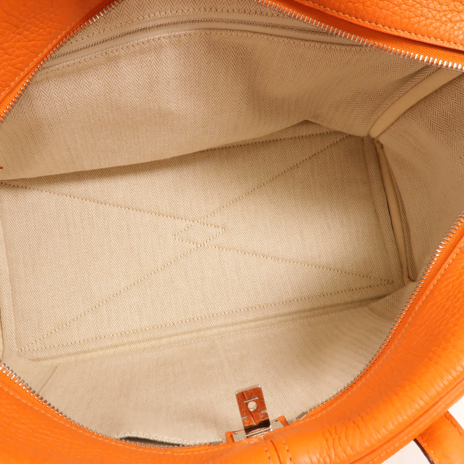 HERMES Clemence皮革Victoria 35手挽袋Orange