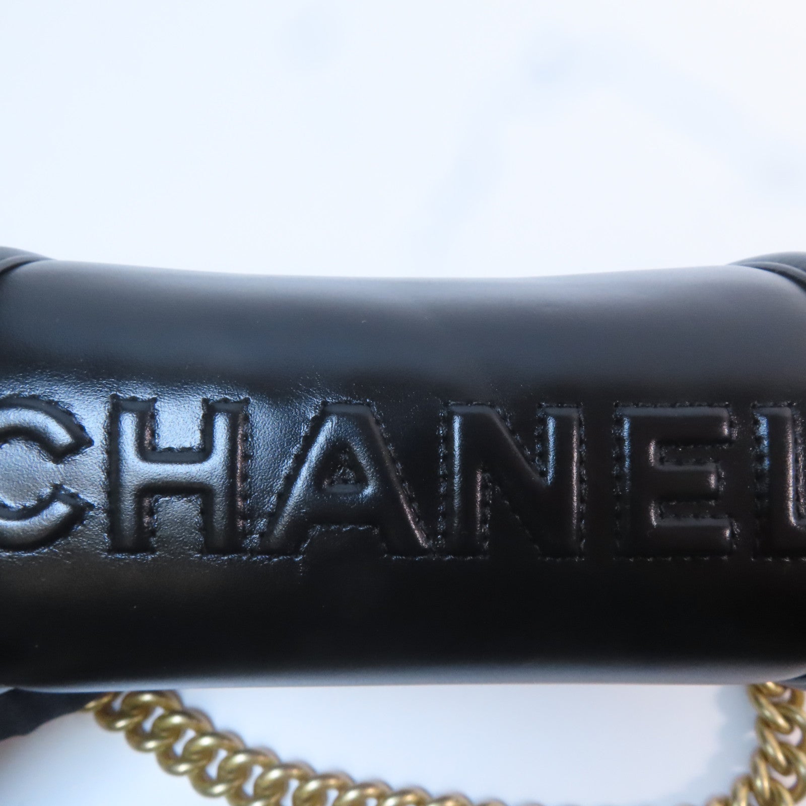 CHANEL 【激減優惠】牛皮皮革Chain Shoulder金扣鏈帶肩背袋黑色