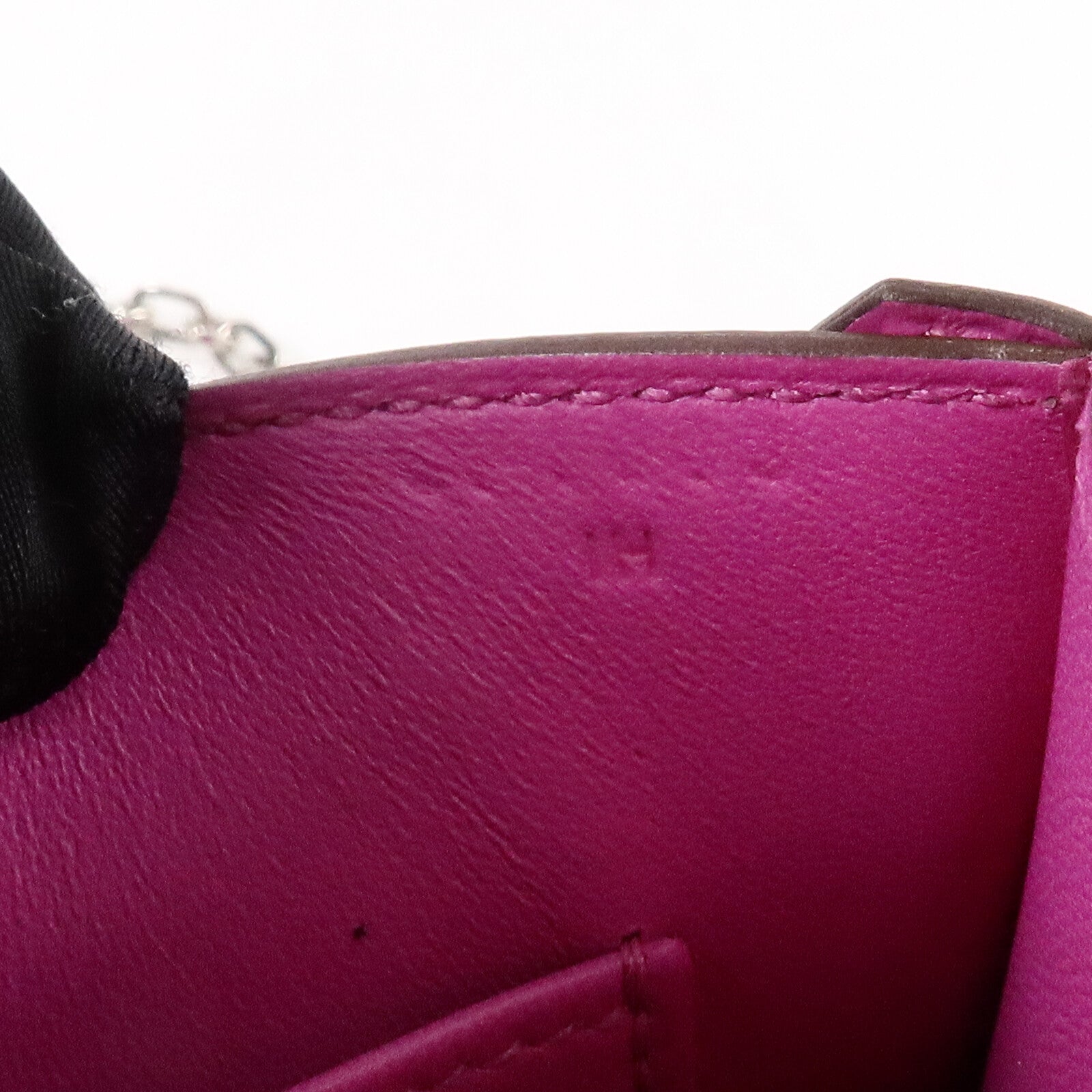 HERMES Chevre皮革Verrou Mini鏈帶肩背袋Rose Purple