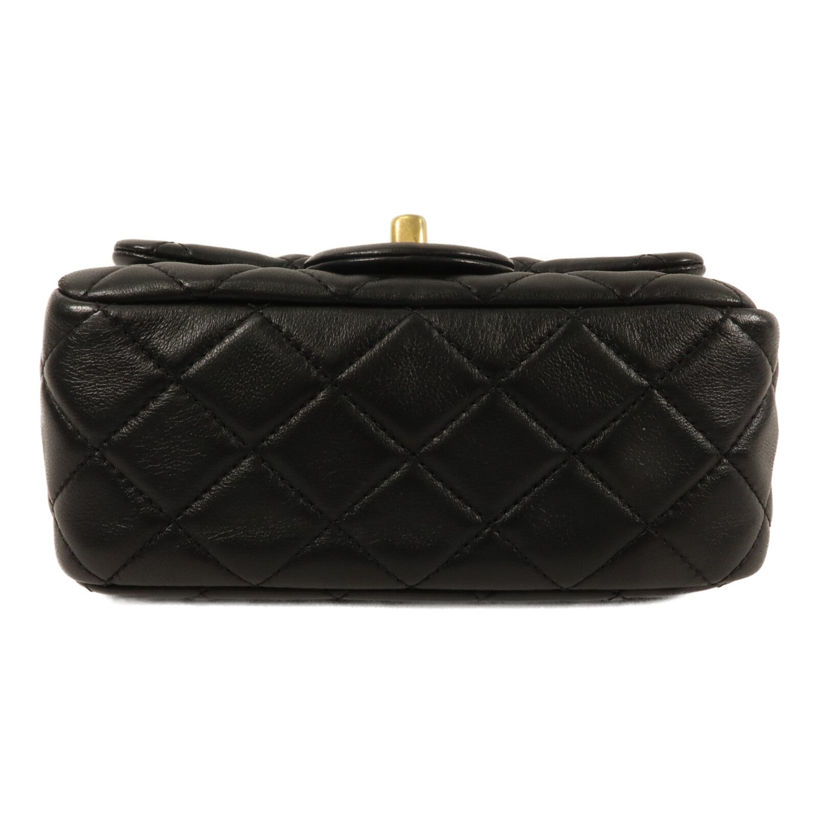 CHANEL 羊皮皮革Mini Classic 17 With Gold Ball鏈帶肩背袋