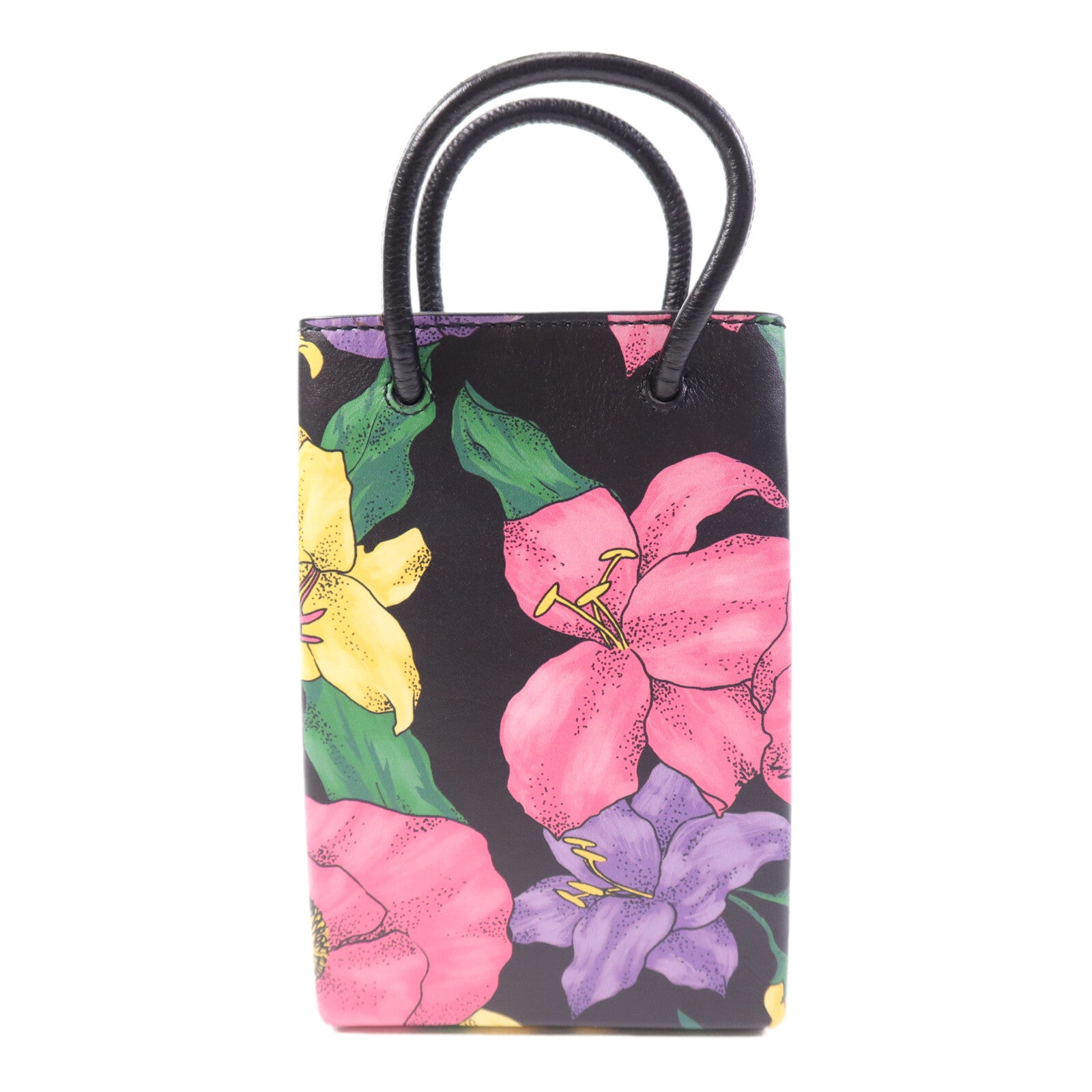 BALENCIAGA 牛皮皮革Mini Shopping Phone Holder銀扣肩背袋