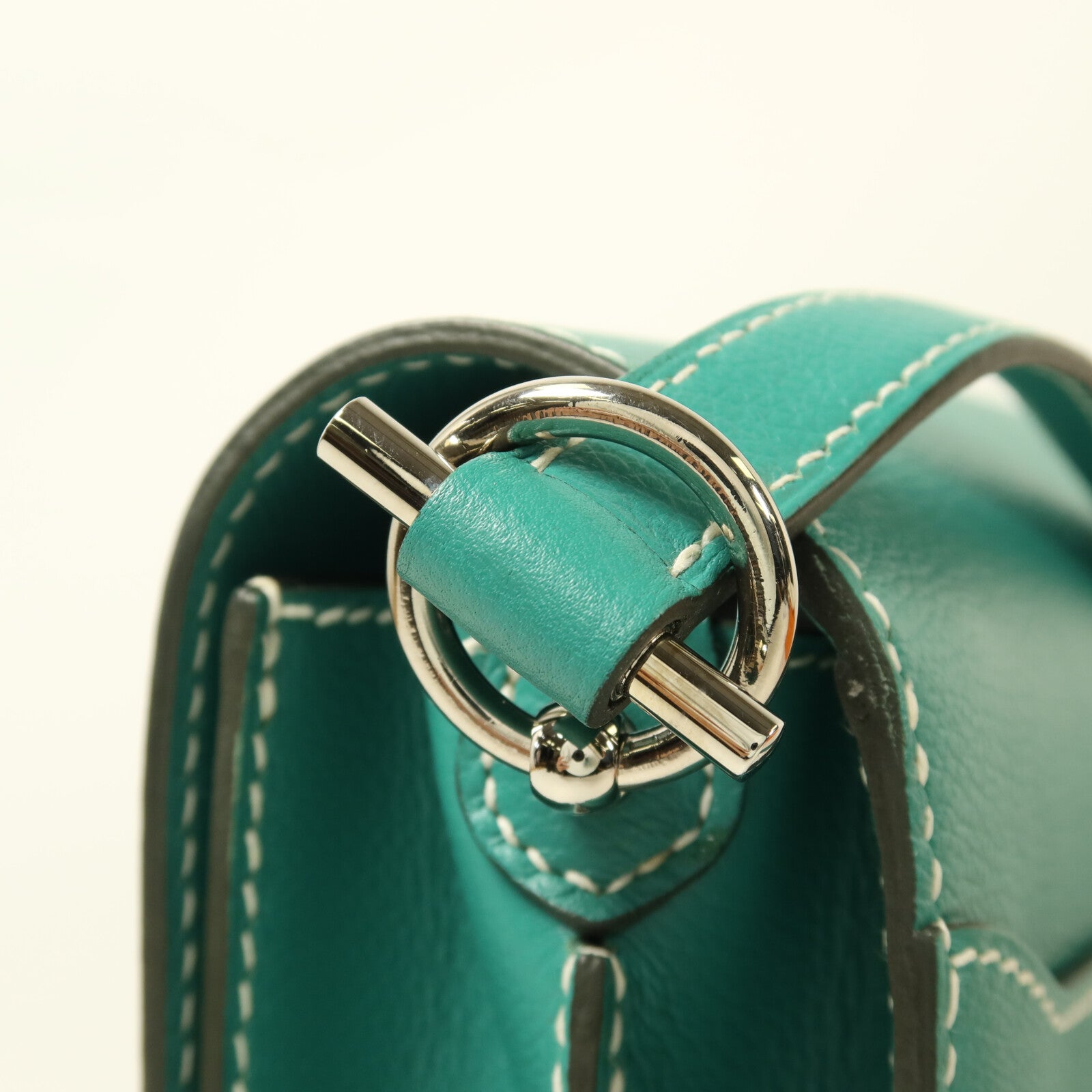 HERMES Evercolor皮革Roulis 23銀扣肩背袋Vert Verone