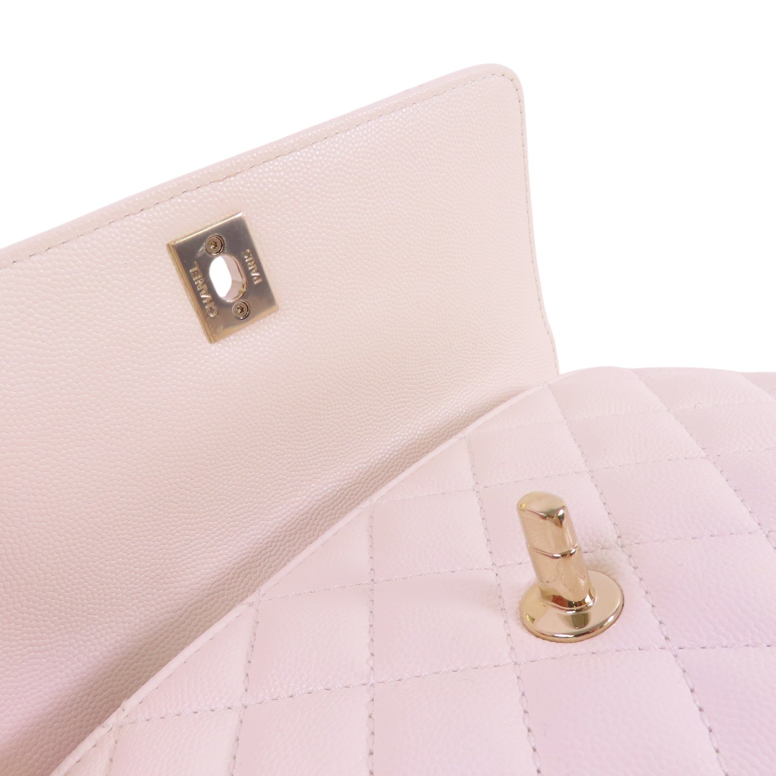 CHANEL 牛皮皮革CoCo Handle 2Way Shoulder Bag金扣鏈帶手挽肩背兩用袋