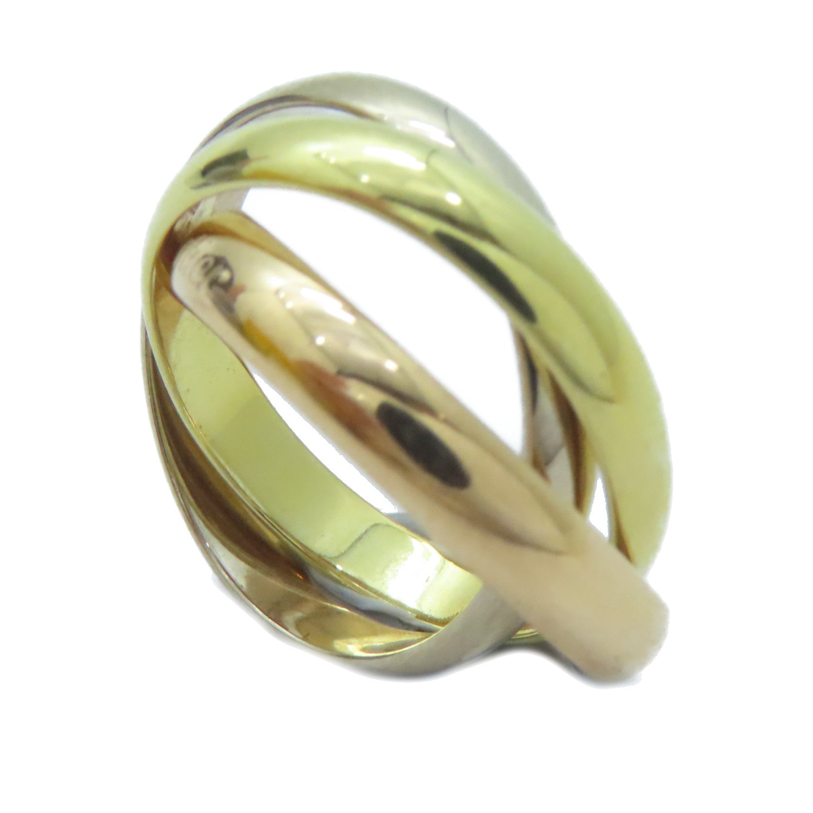 CARTIER 18K黃金/白金/玫瑰金Trinity戒指Cartier#51/US#5.5