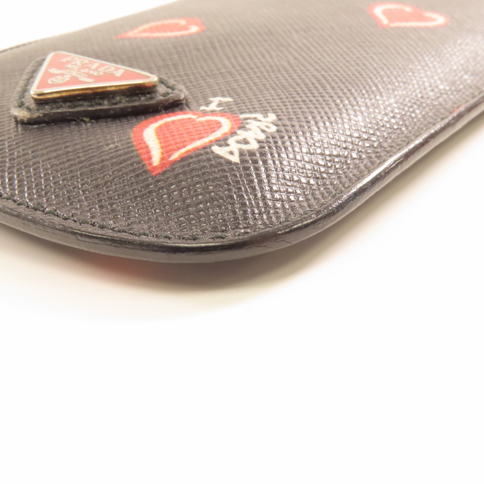 PRADA 牛皮皮革Phone Case銀扣卡片套深藍色