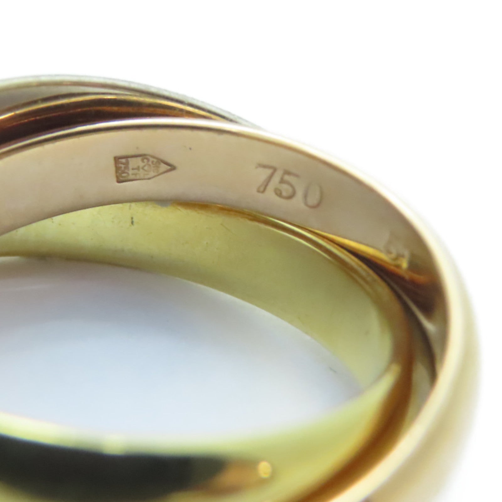 CARTIER 18K黃金/白金/玫瑰金Trinity戒指Cartier#51/US#5.5
