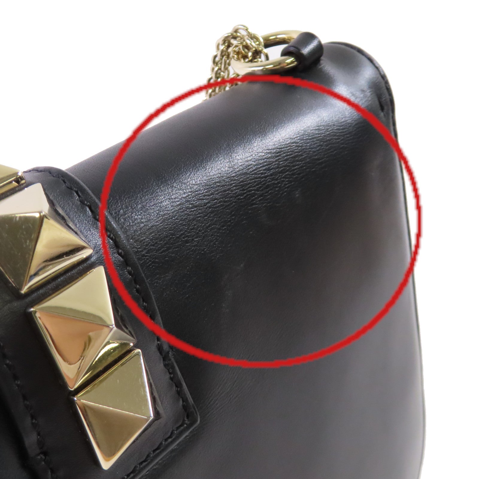 Valentino 【激減優惠】牛皮皮革Garavani Rockstud Chain Shoulder Bag金扣鏈帶肩背袋黑色