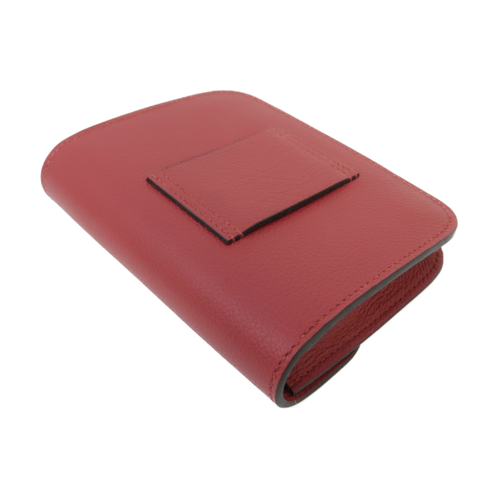 HERMES 【激減優惠】Evercolor皮革Constance Slim銀扣錢包Rouge Grenat/紅色