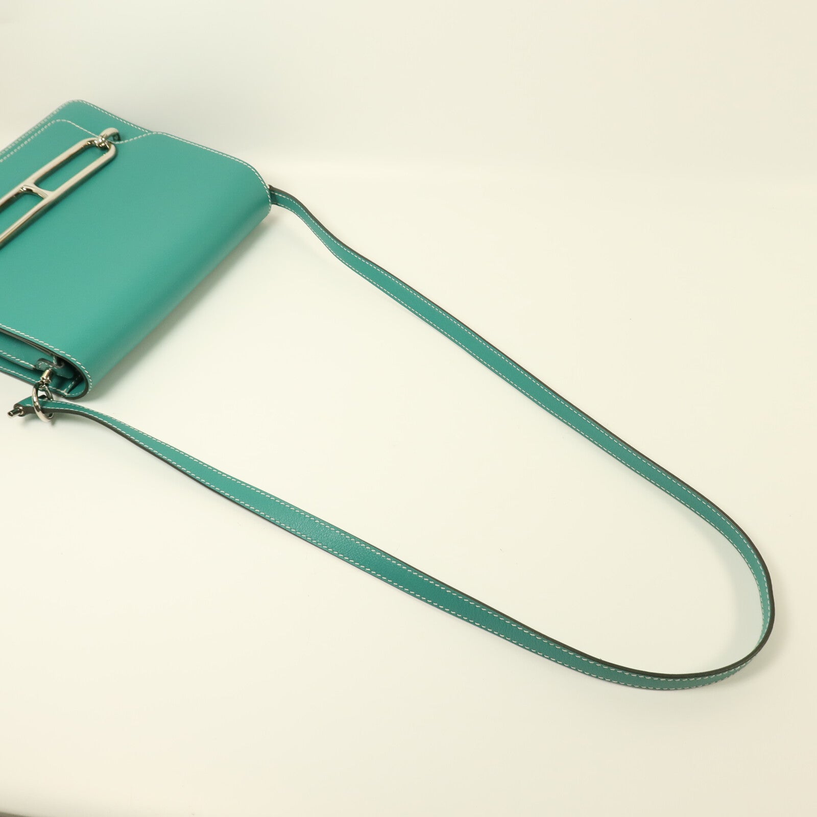 HERMES Evercolor皮革Roulis 23銀扣肩背袋Vert Verone