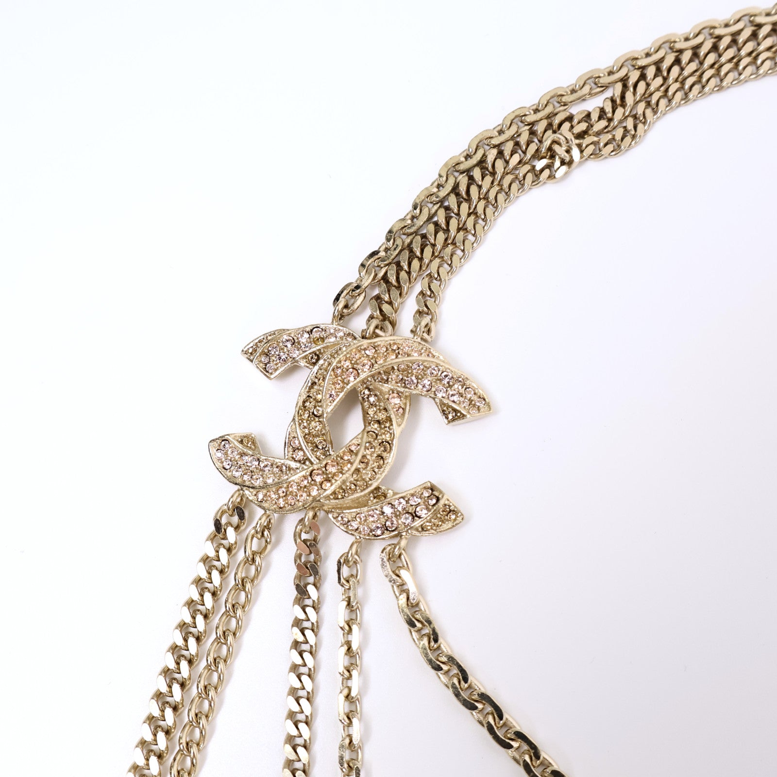 CHANEL 金屬Strass CC Multi Strand Long Necklace項鍊