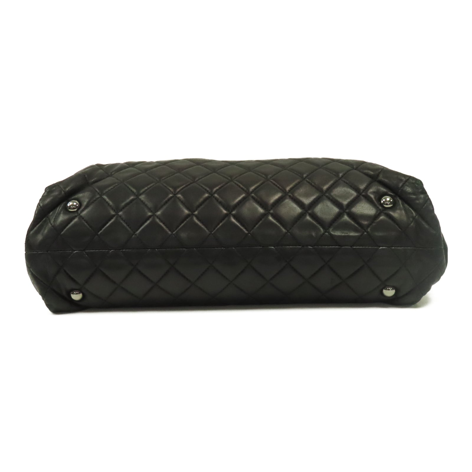 CHANEL 【激減優惠】菱格皮革Shoulder Tote銀扣肩背袋黑色