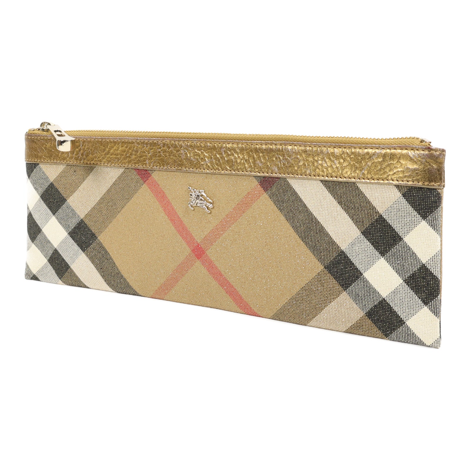 BURBERRY 帆布Pouch銀扣手拿包