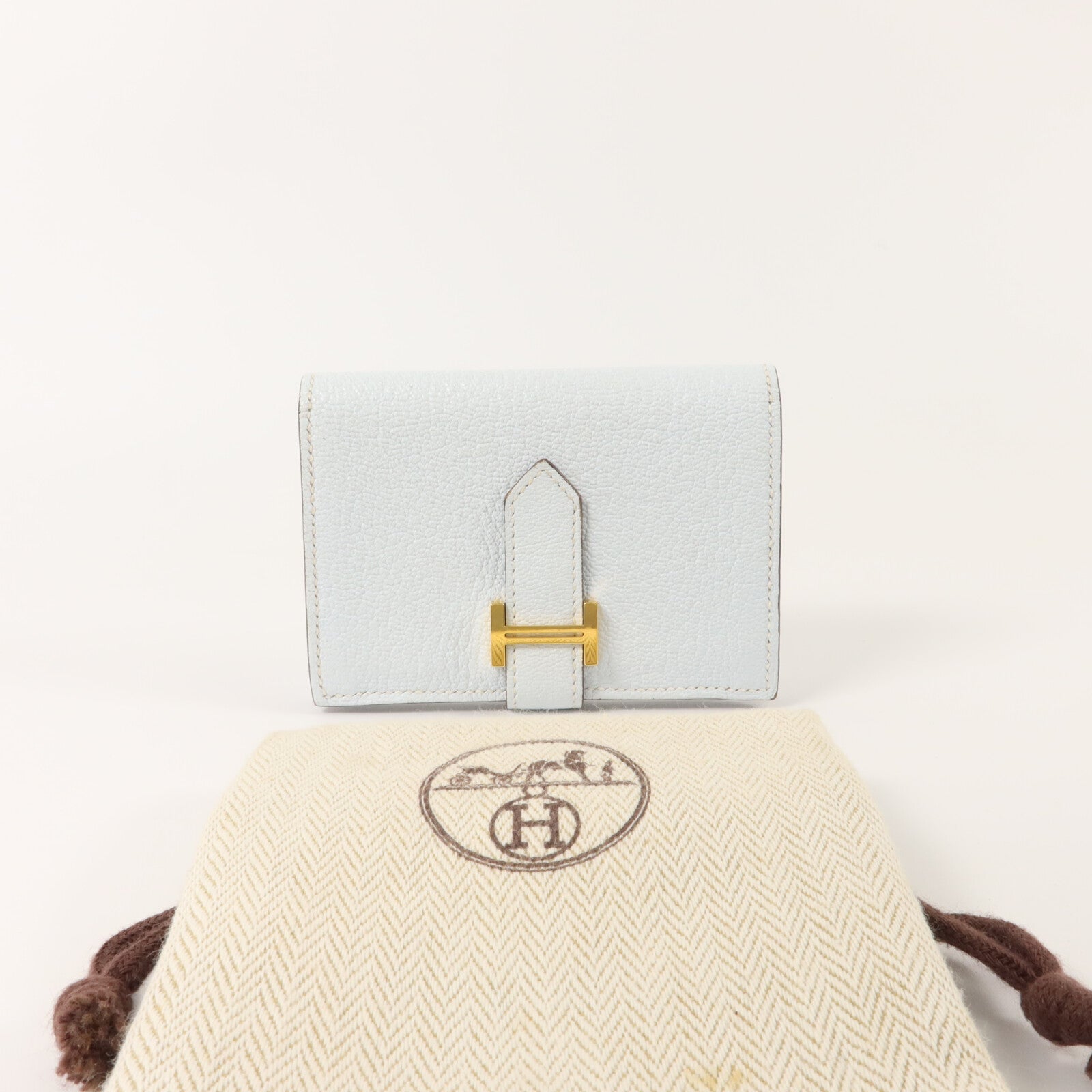 HERMES Chevre皮革Bearn Card Holder卡片套Bleu Brume