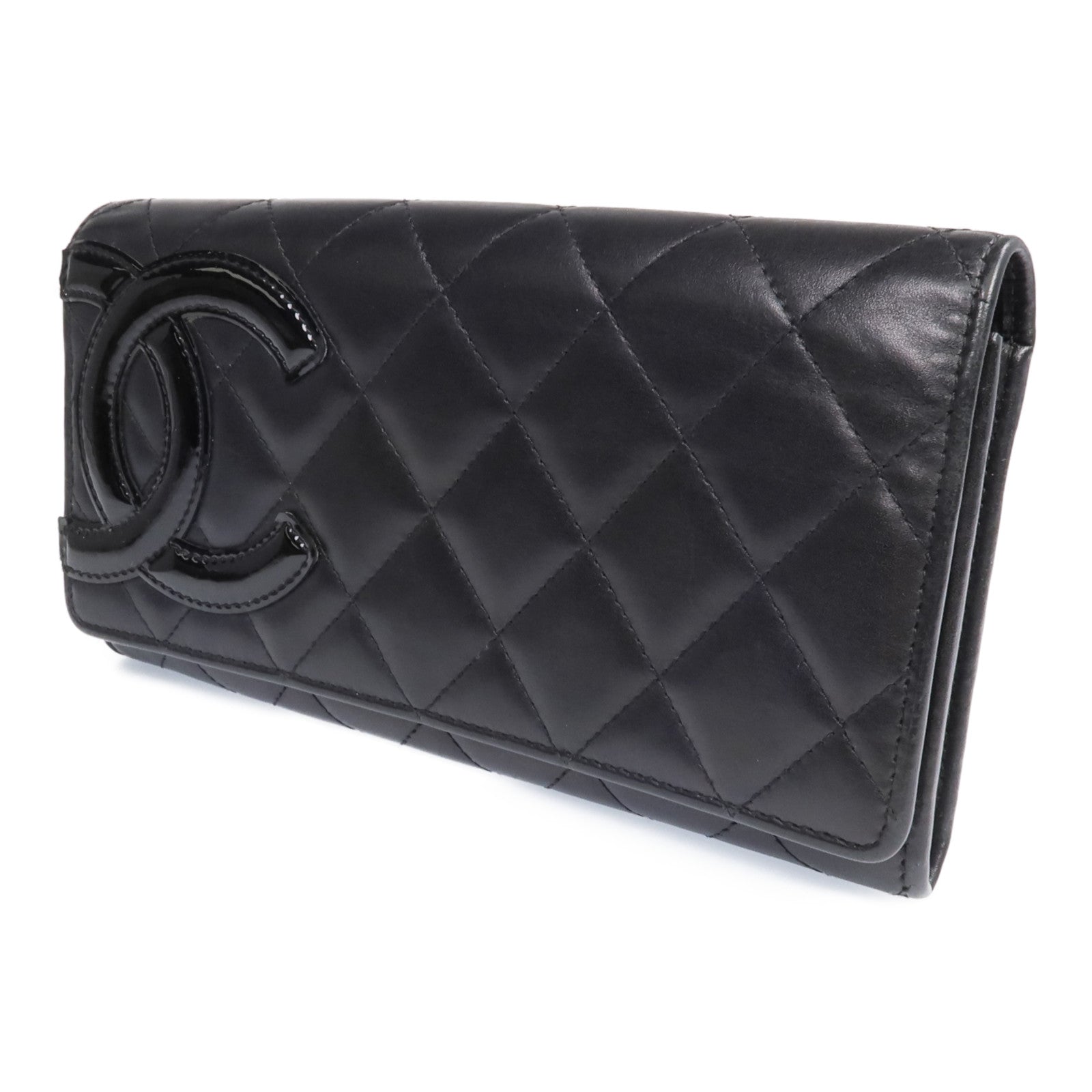 CHANEL 牛皮皮革Cambon Long Wallet銀扣長錢包