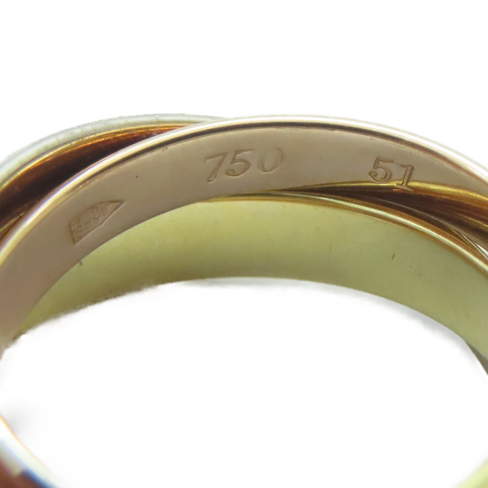 CARTIER 18K黃金/白金/玫瑰金Trinity戒指Cartier#51/US#5.5