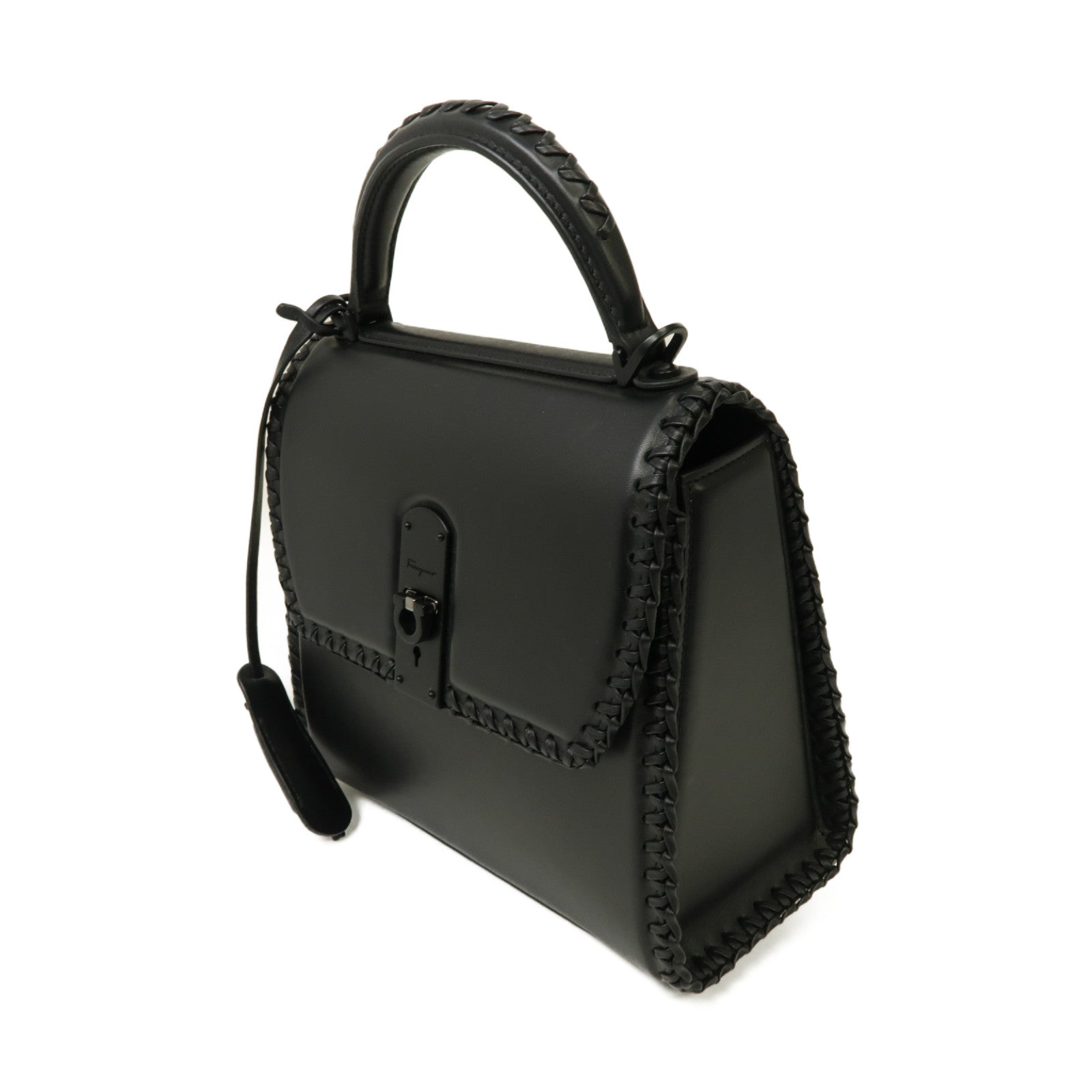 Salvatore Ferragamo 牛皮皮革Boxys Medium手挽肩背兩用袋黒色