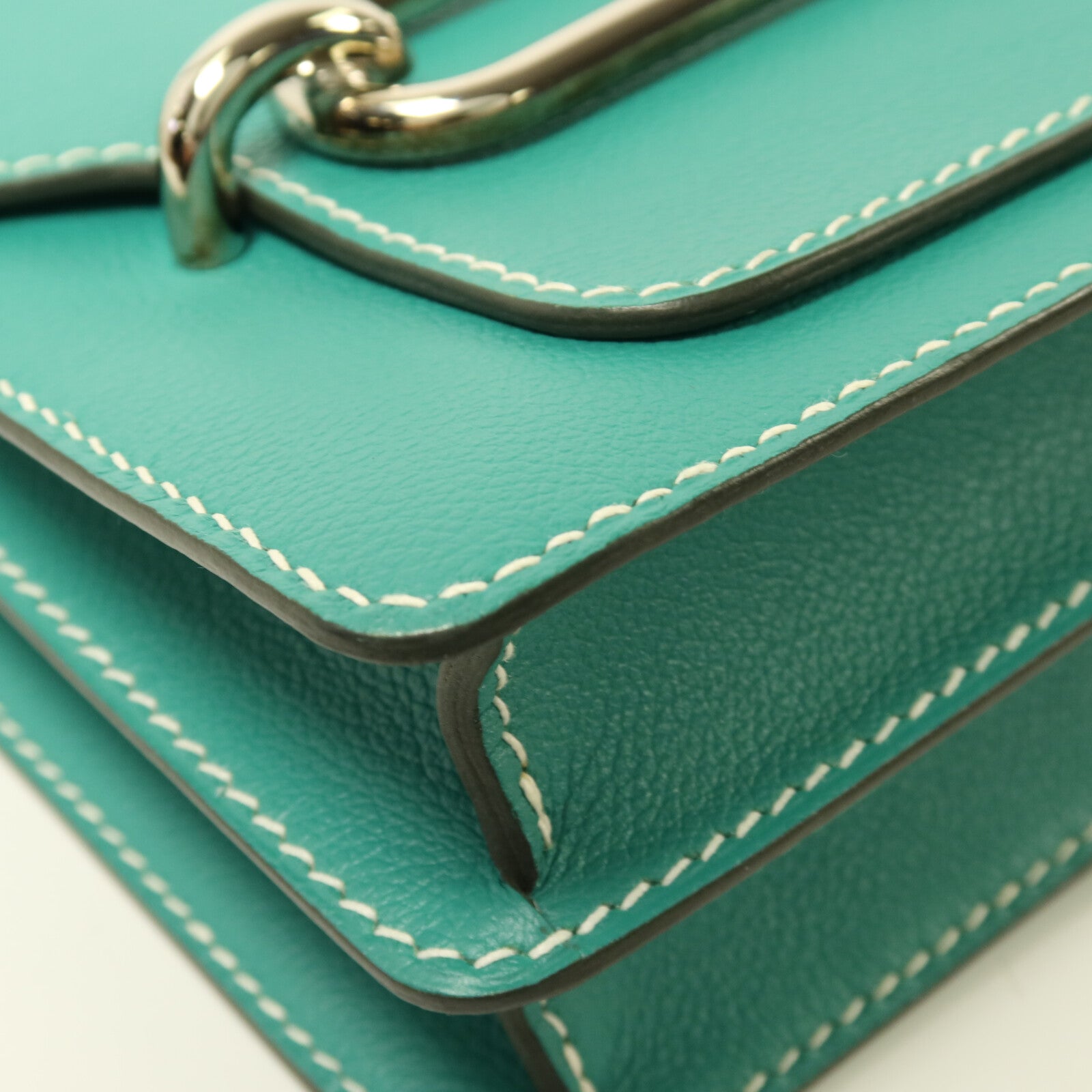 HERMES Evercolor皮革Roulis 23銀扣肩背袋Vert Verone