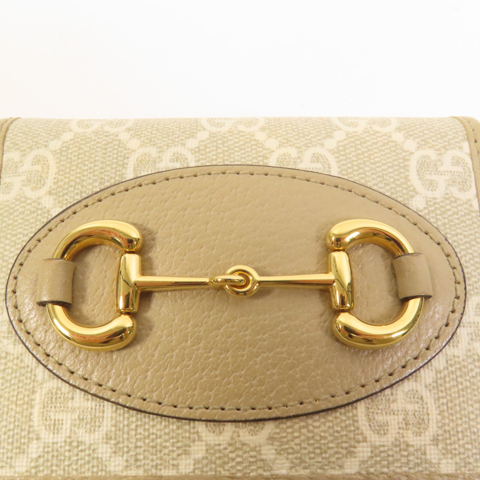 GUCCI 塗層帆布Horsebit 1955金扣錢包