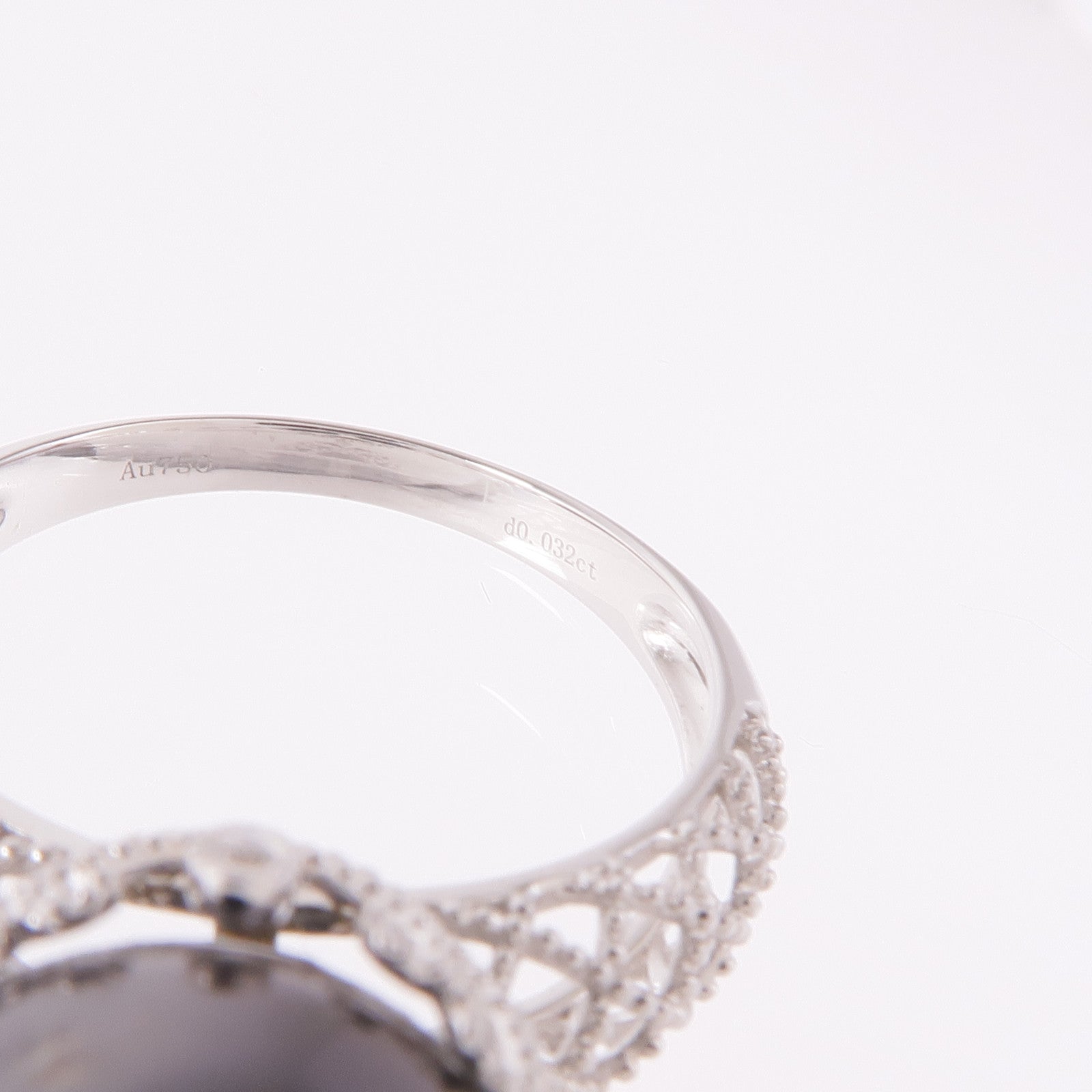 JEWELRY 【激減優惠】18K白金Pearl/Diamond Ring珍珠/鑽石戒指US#6.25