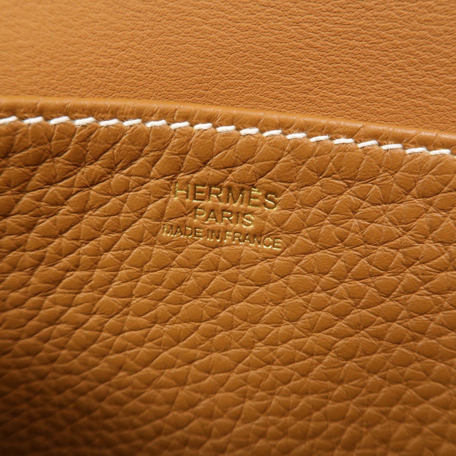 HERMES Clemence皮革Halzan 25手挽肩背兩用袋Gold