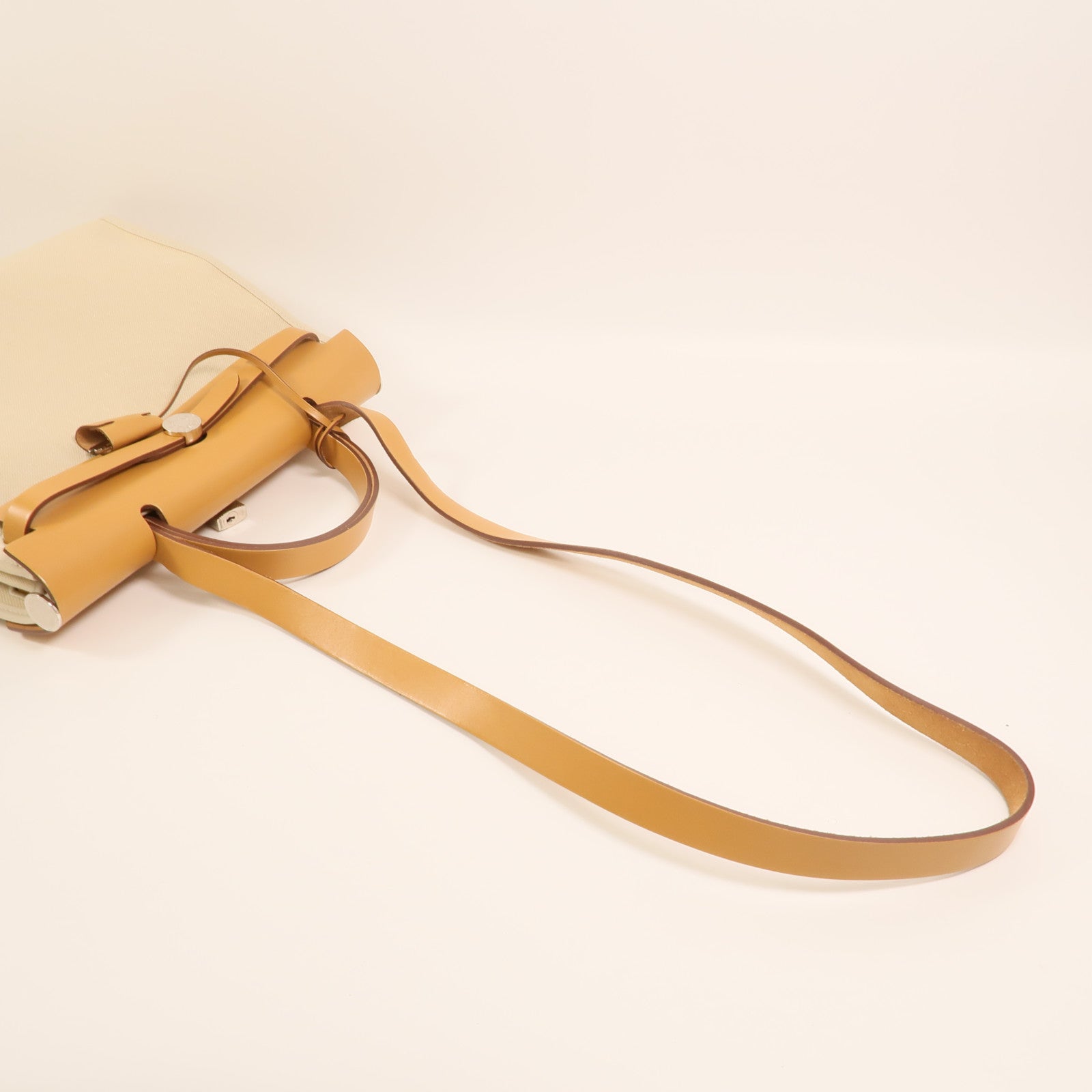 HERMES 帆布Herbag PM銀扣手挽肩背兩用袋Beton