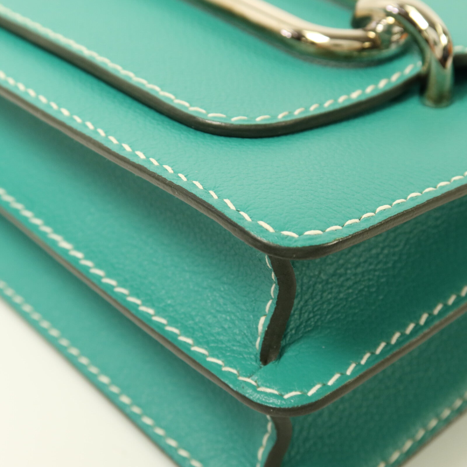 HERMES Evercolor皮革Roulis 23銀扣肩背袋Vert Verone