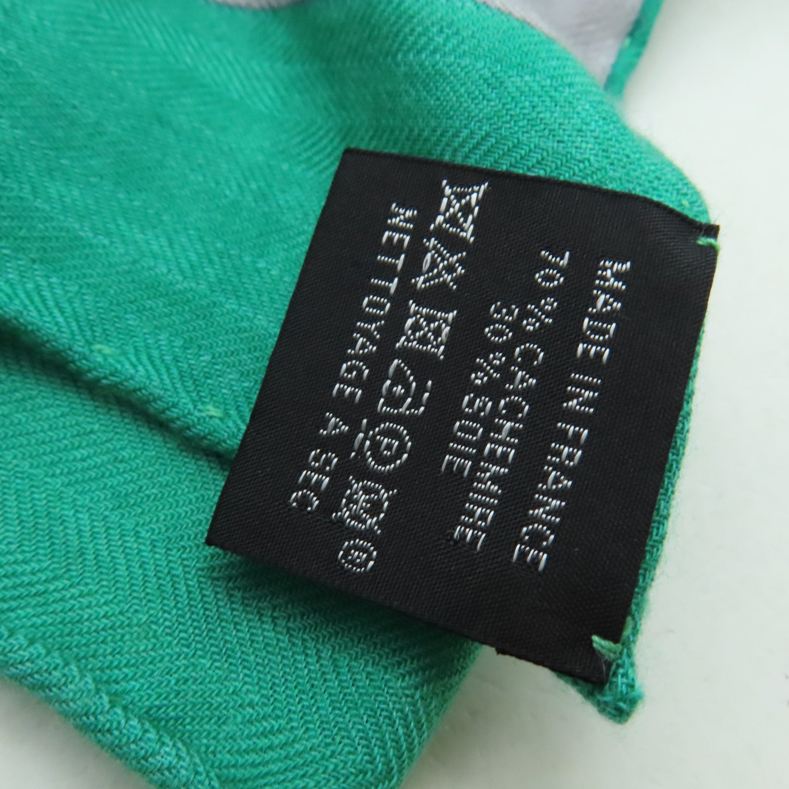 HERMES 【激減優惠】羊絨/絲質Scarf綠色/米色